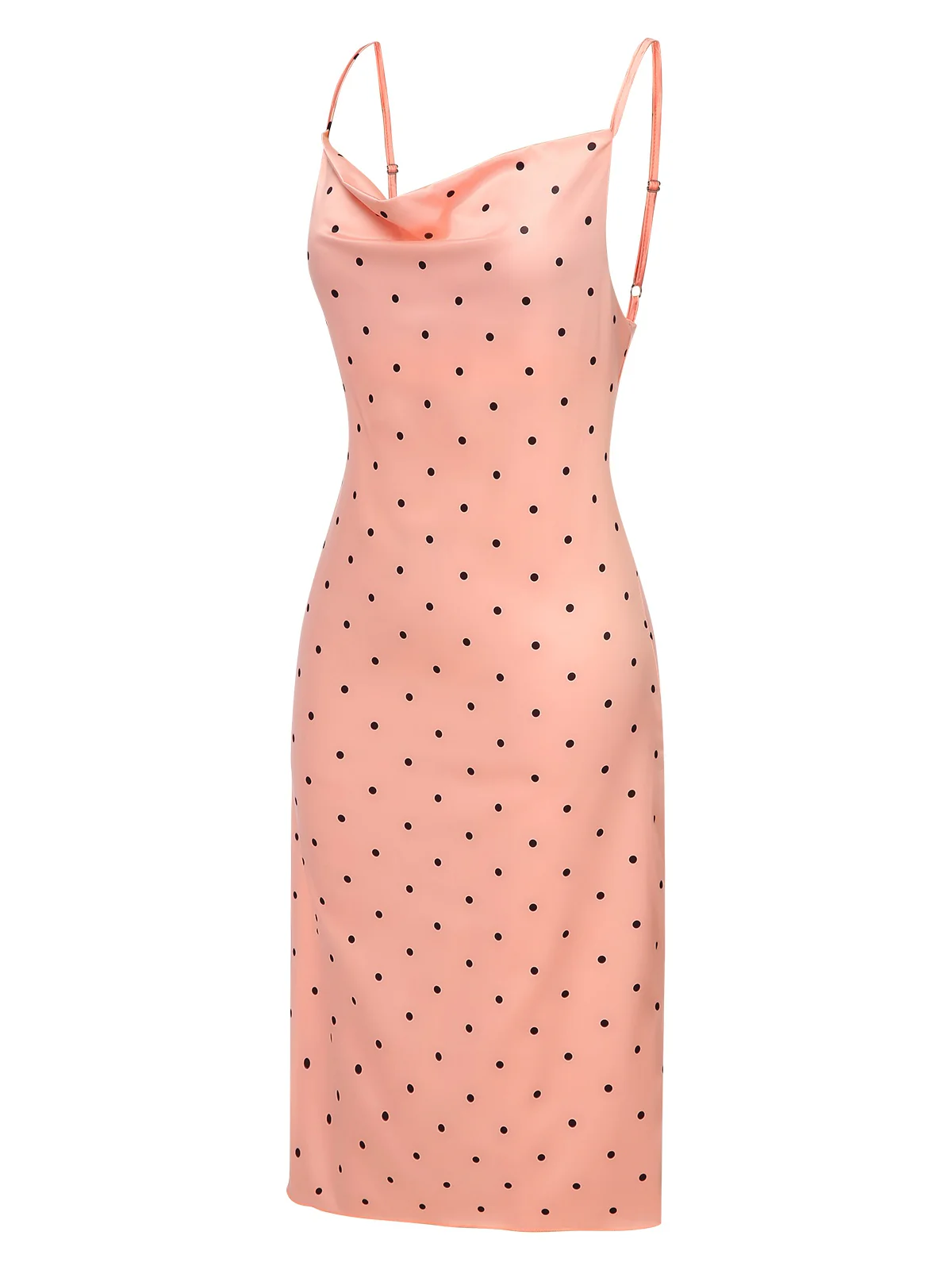 1930s Polka Dots Spaghetti Straps Satin Nightgown - Image 4