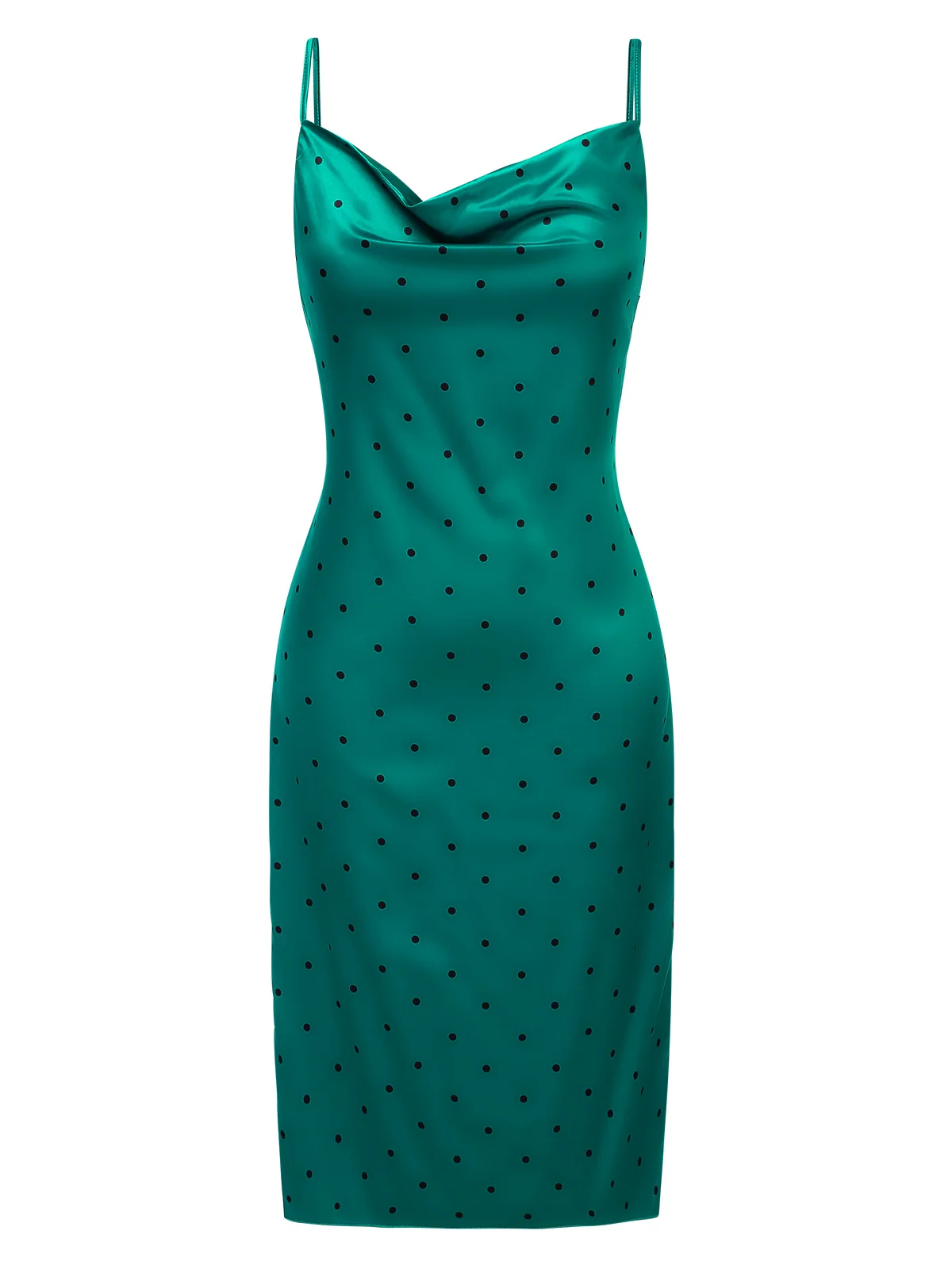 1930s Polka Dots Spaghetti Straps Satin Nightgown - Image 7