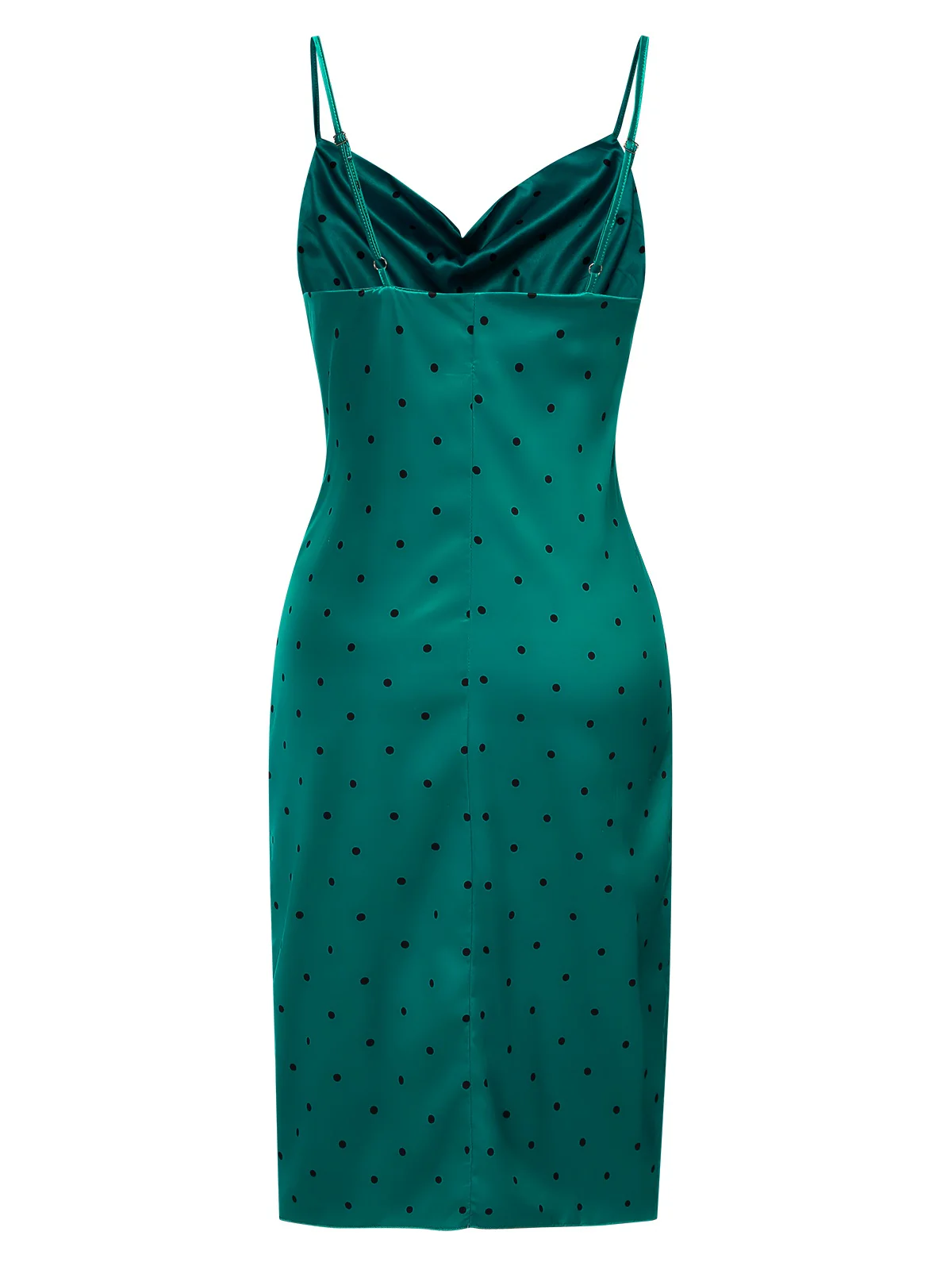 1930s Polka Dots Spaghetti Straps Satin Nightgown - Image 8
