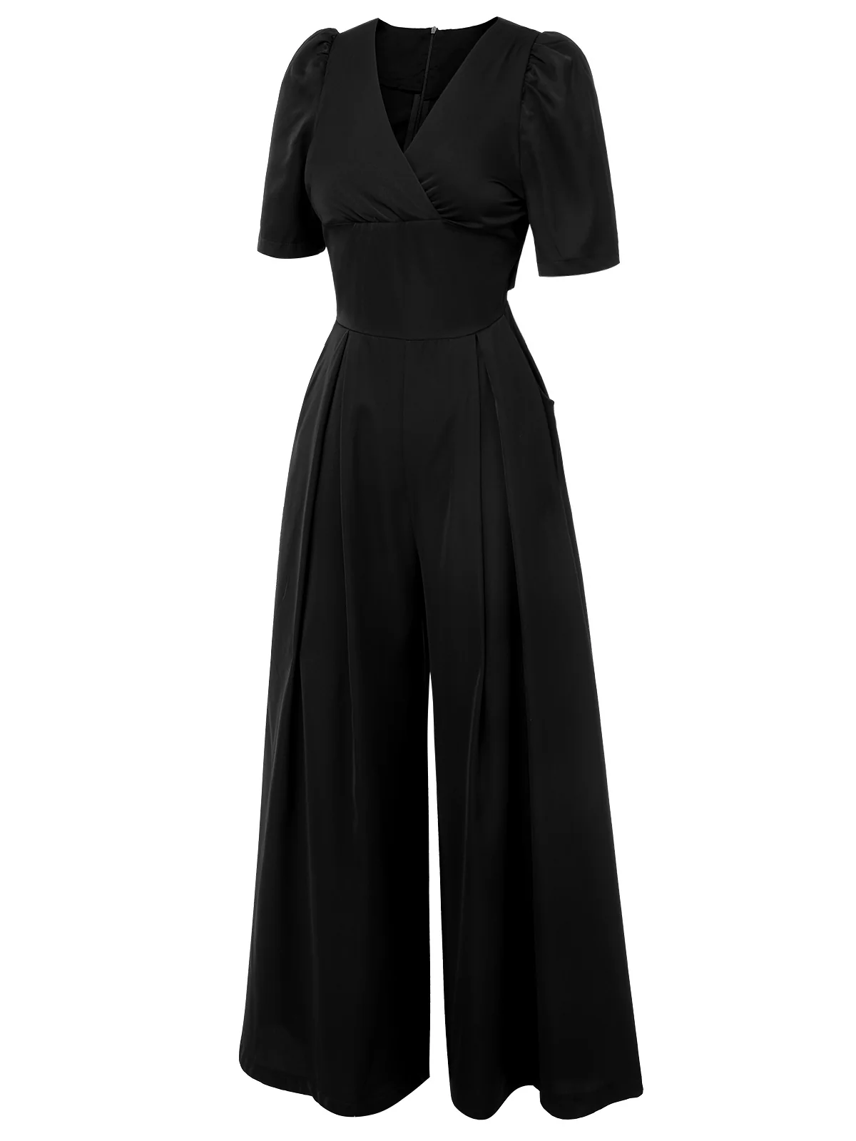 1930s Puff Short Sleeve Wide Leg Jumpsuit - Image 10