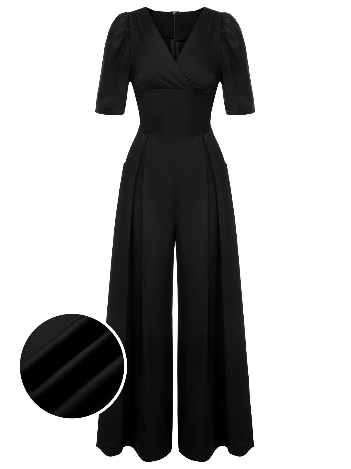 1930s Puff Short Sleeve Wide Leg Jumpsuit - Image 8