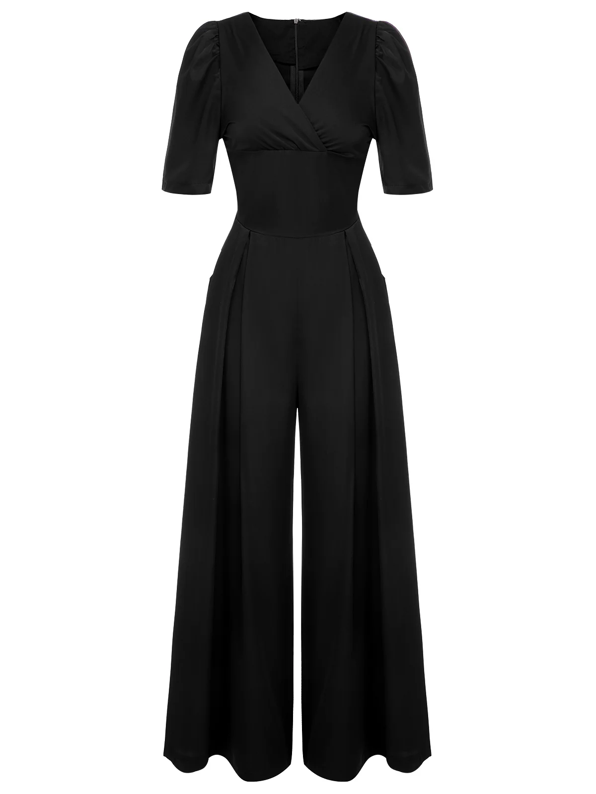 1930s Puff Short Sleeve Wide Leg Jumpsuit - Image 9