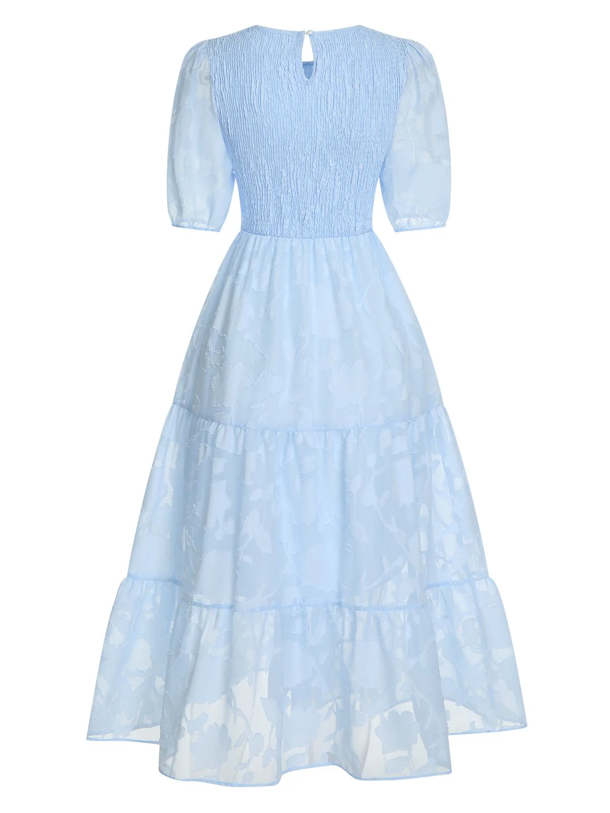 1930s Round Neck Puff Sleeve Wrinkle Dress - Image 15