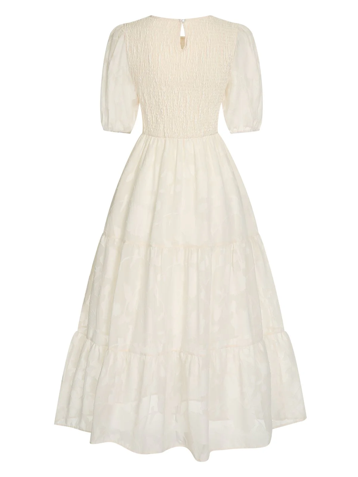 1930s Round Neck Puff Sleeve Wrinkle Dress - Image 20