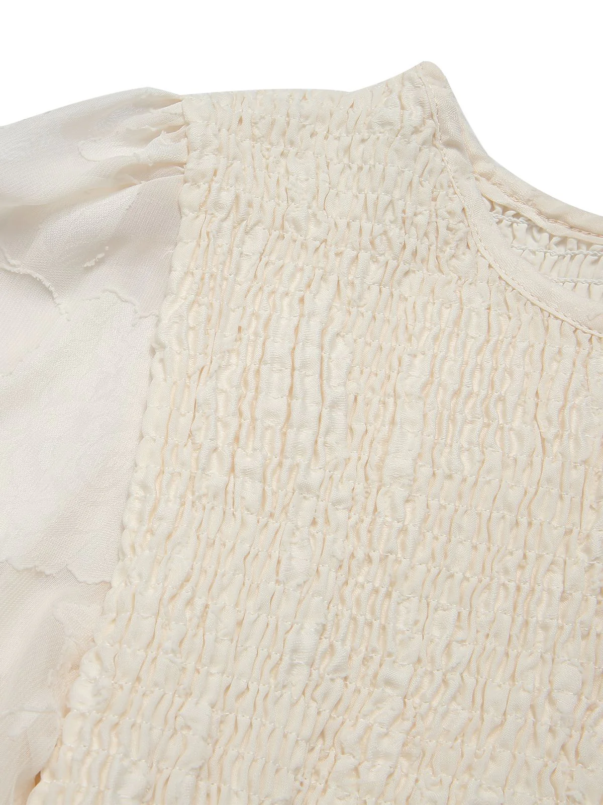 1930s Round Neck Puff Sleeve Wrinkle Dress - Image 25