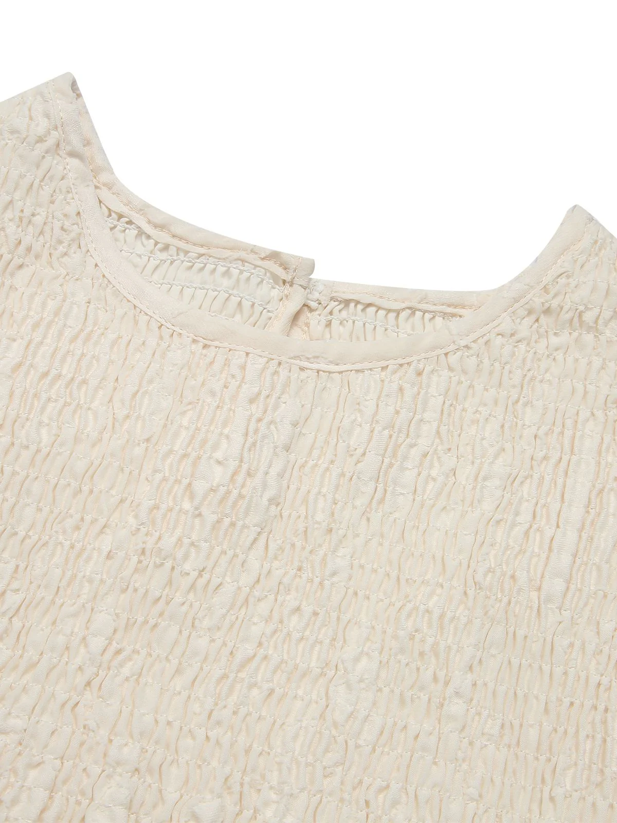 1930s Round Neck Puff Sleeve Wrinkle Dress - Image 26