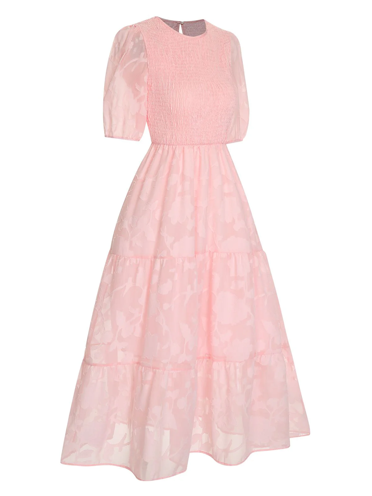1930s Round Neck Puff Sleeve Wrinkle Dress - Image 5