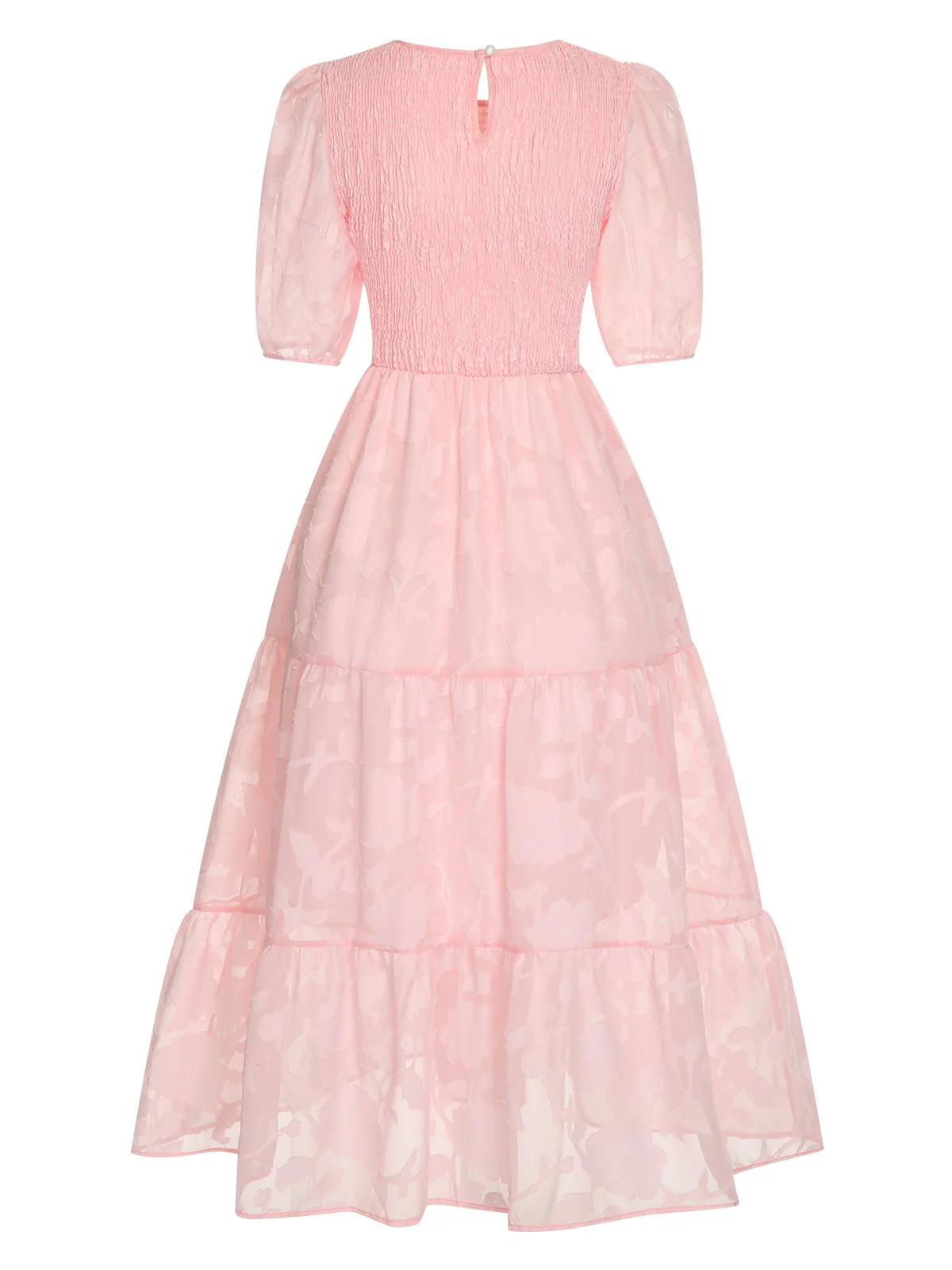 1930s Round Neck Puff Sleeve Wrinkle Dress - Image 6