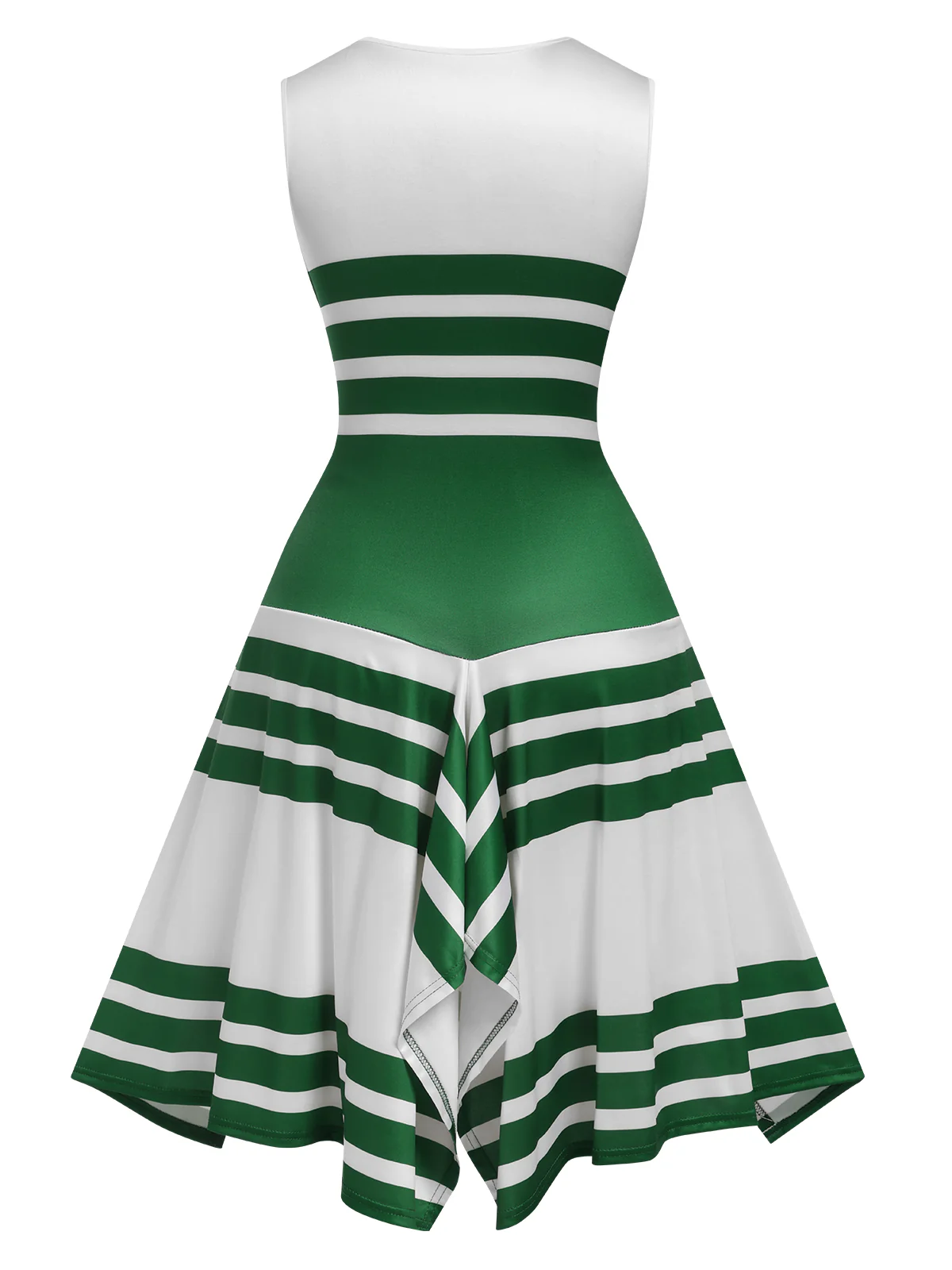 1930s Round Neck Sleeveless Striped Dress - Image 3