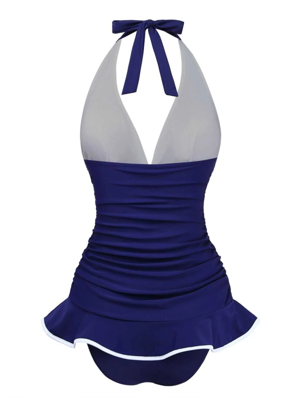 1930s Ruffle Halter Contrast Trim Swimdress - Image 5