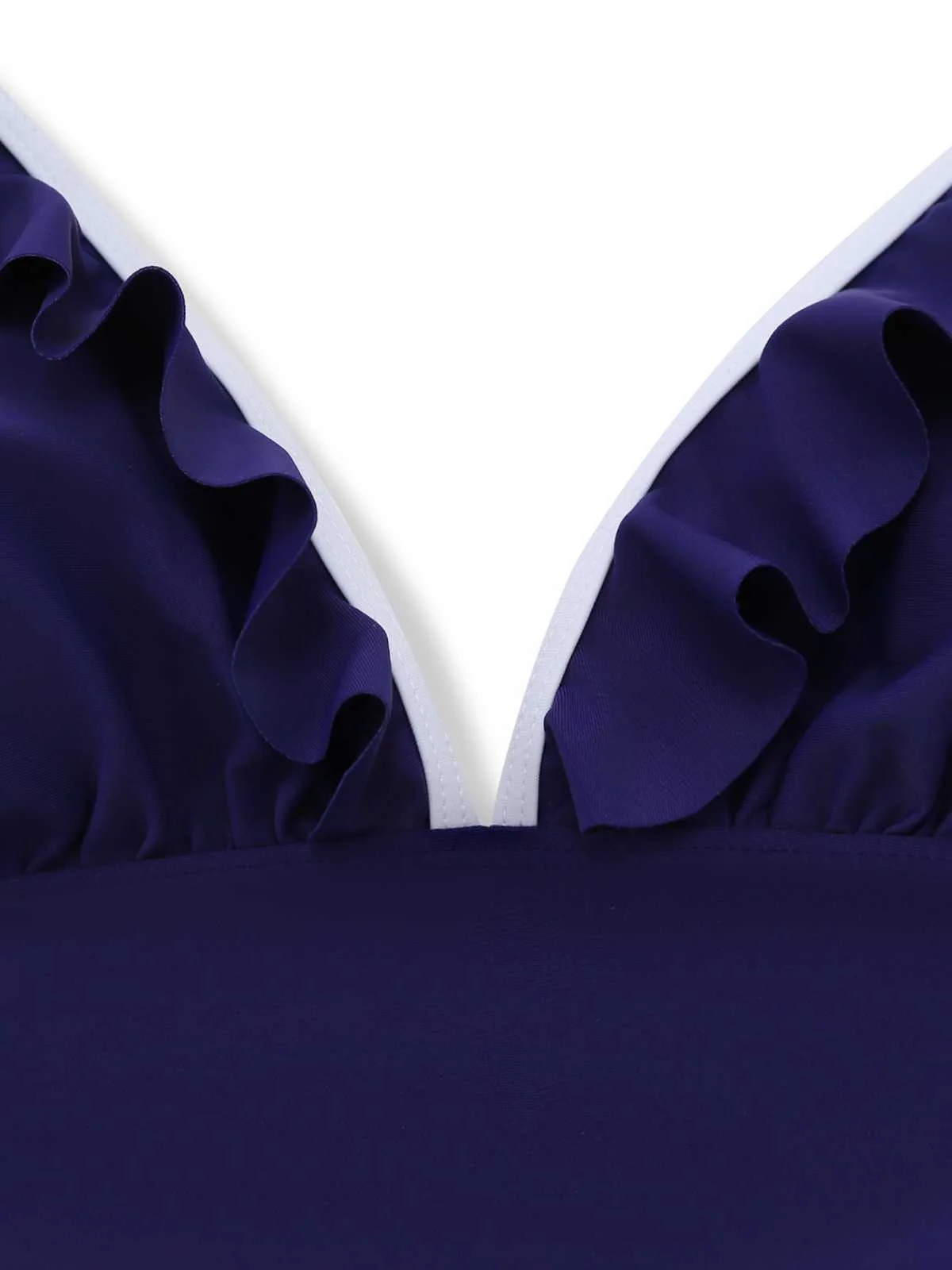 1930s Ruffle Halter Contrast Trim Swimdress - Image 6