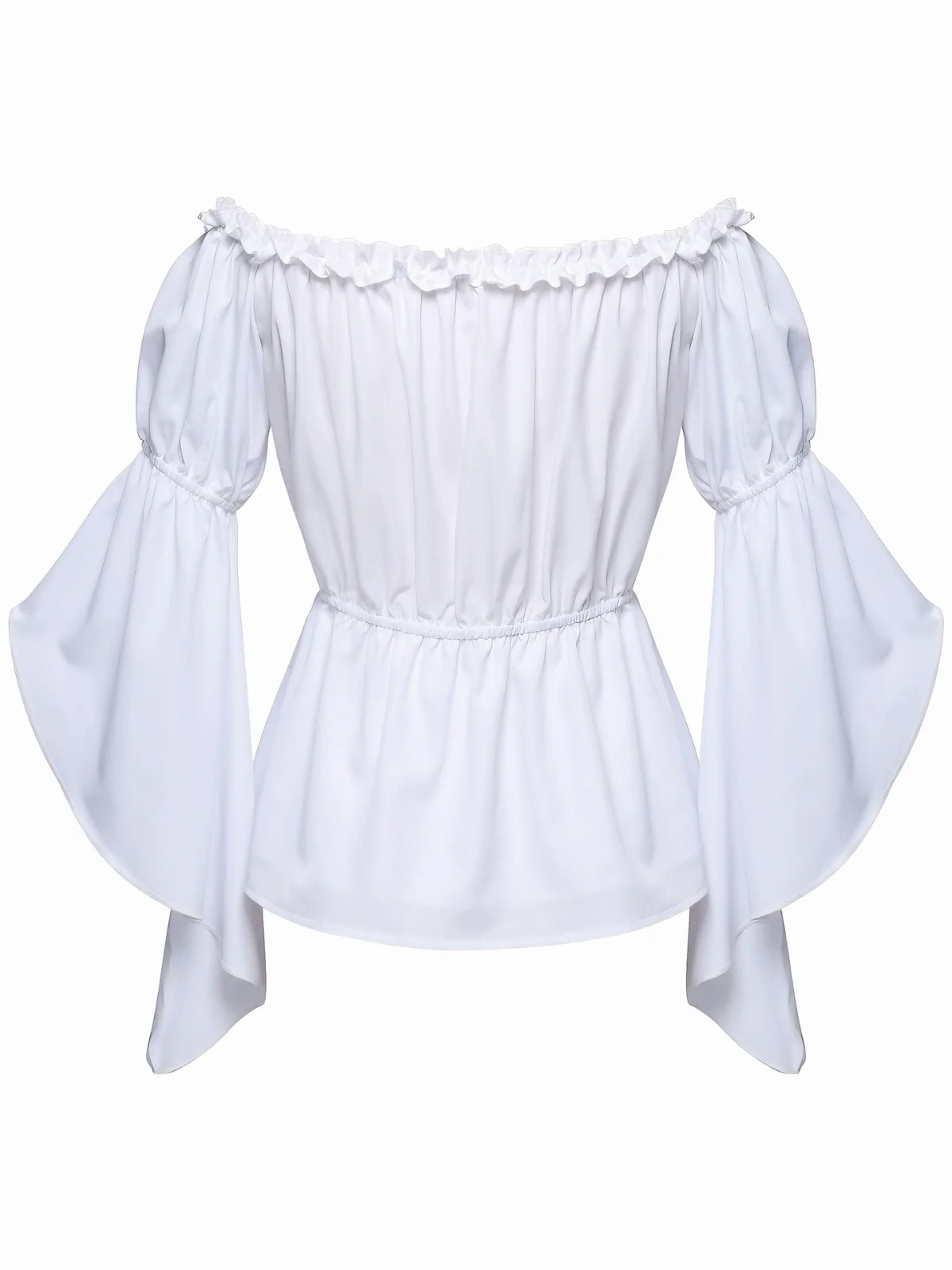 1930s Ruffled Bell Sleeve Off-Shoulder Solid Top - Image 8