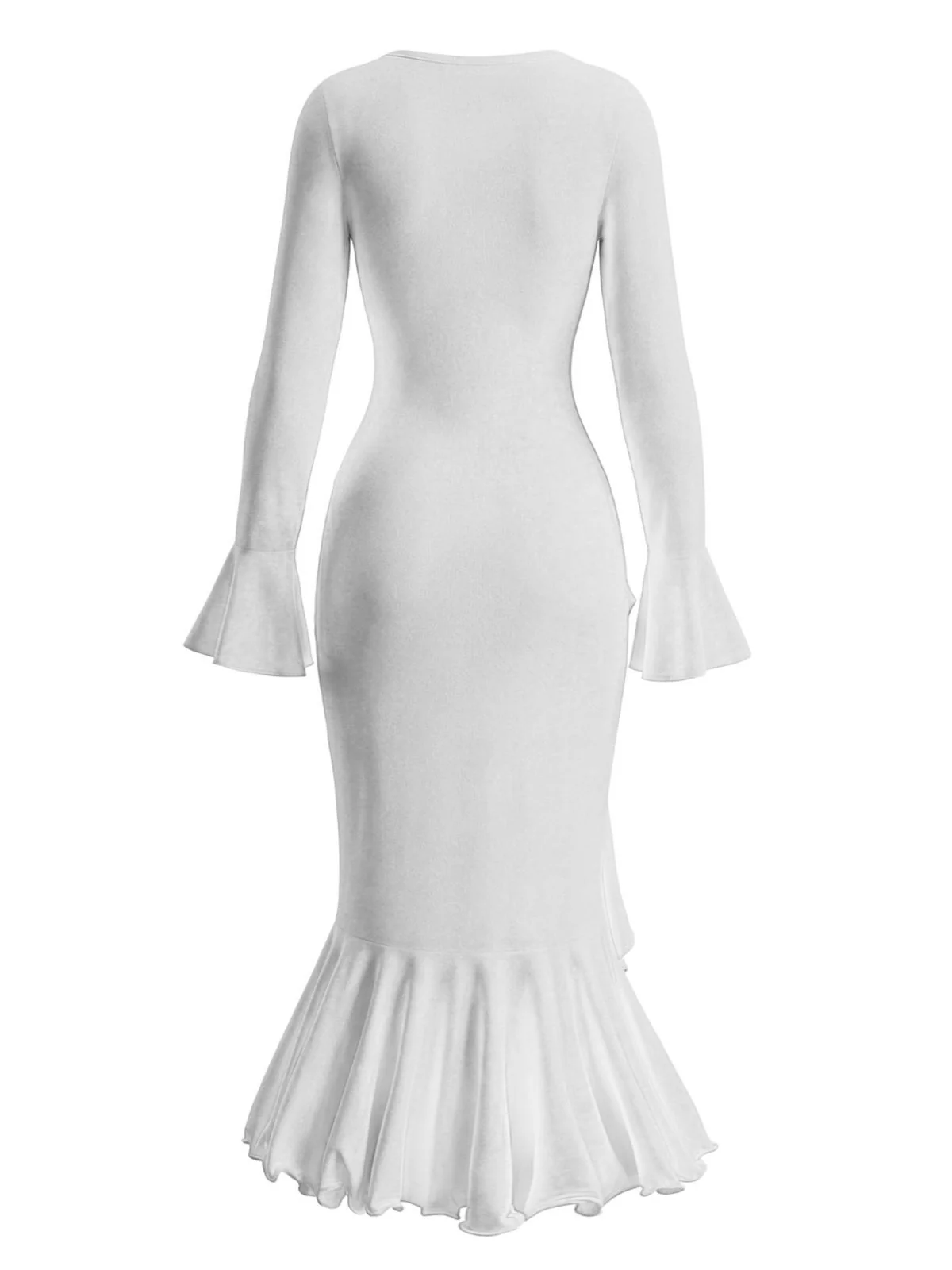 1930s Ruffled Button Side Slit Midi Dress - Image 6