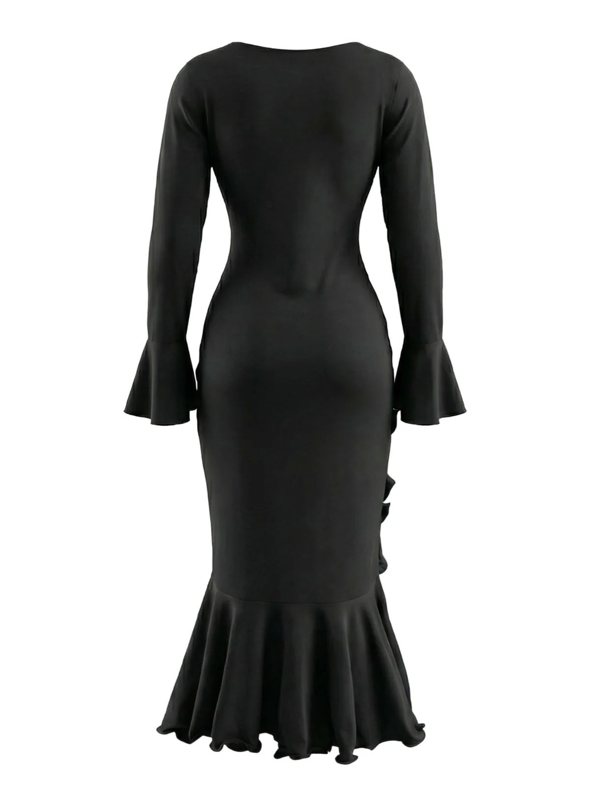 1930s Ruffled Button Side Slit Midi Dress - Image 8