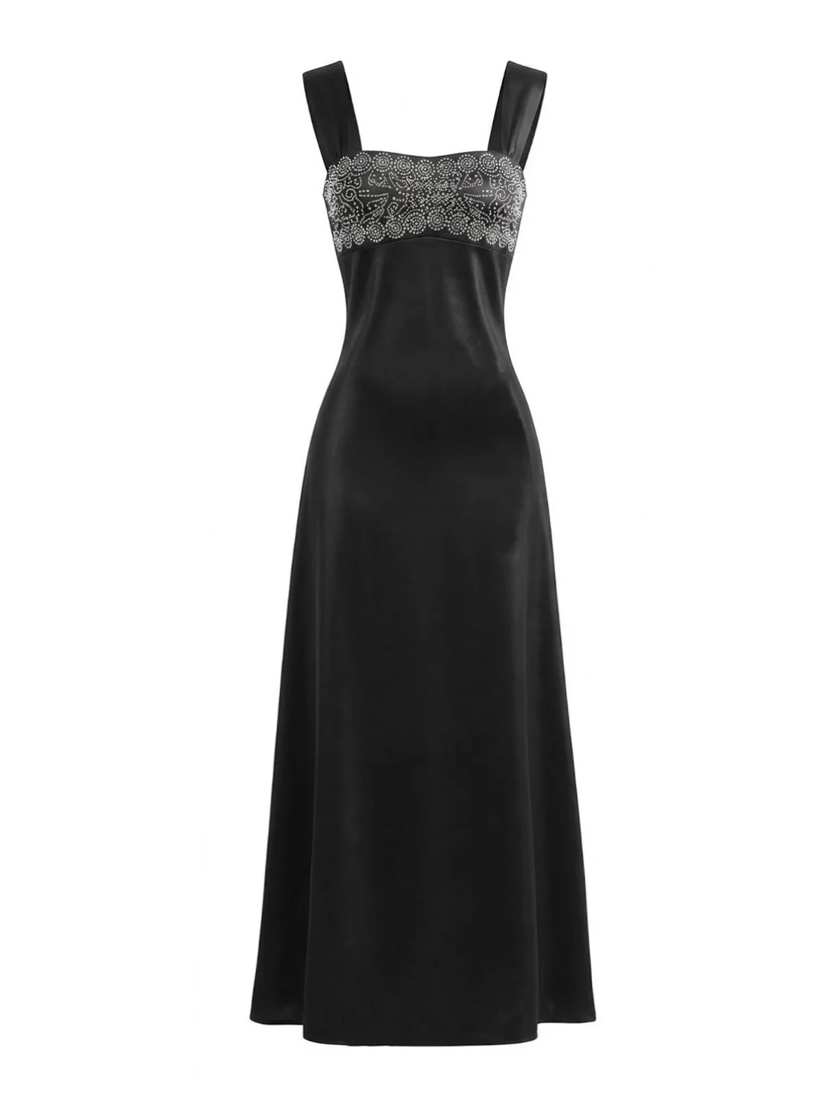 1930s Satin Rhinestone Wide-Strap Maxi Dress - Image 10