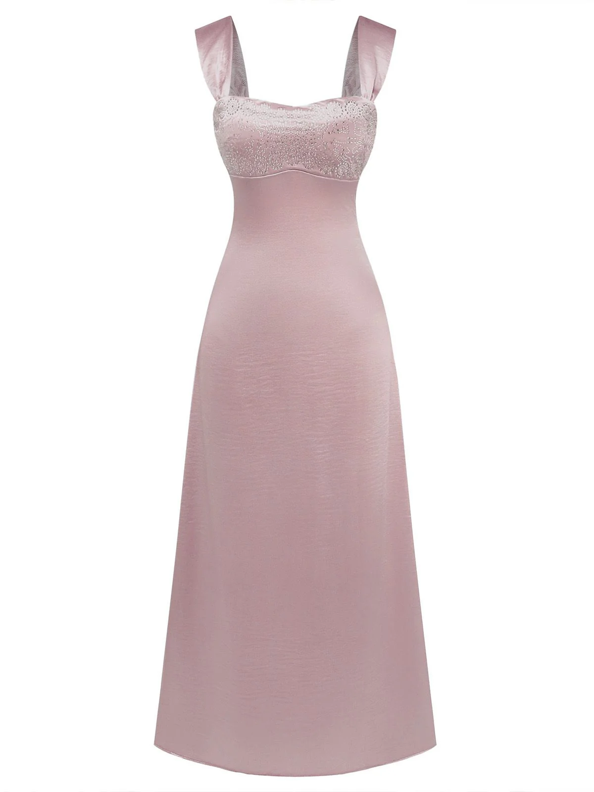 1930s Satin Rhinestone Wide-Strap Maxi Dress - Image 8