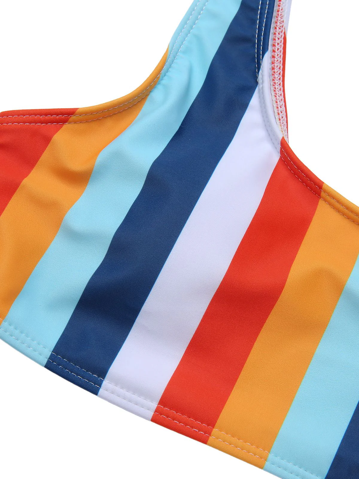 1930s Scoop Neck Rainbow Striped Swimsuit Set - Image 4