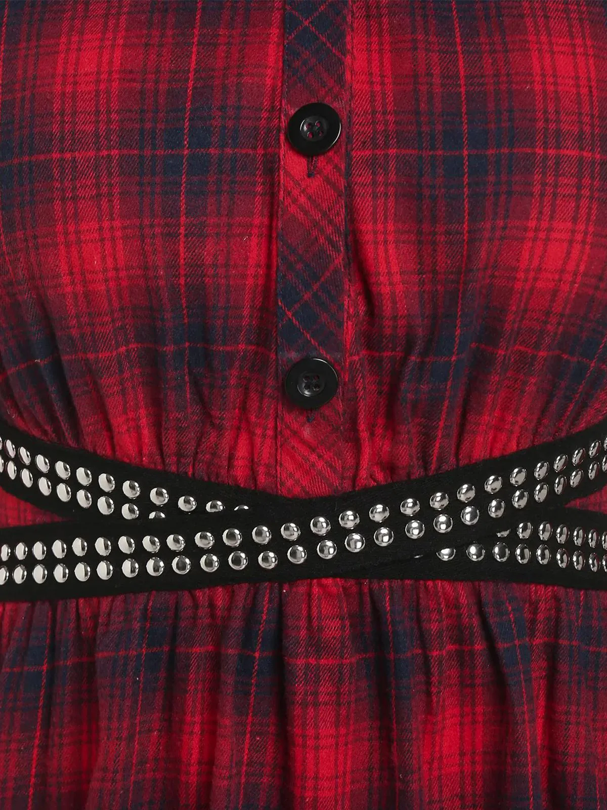 1930s Scottish Plaid Lapel Belt Blouse - Image 4