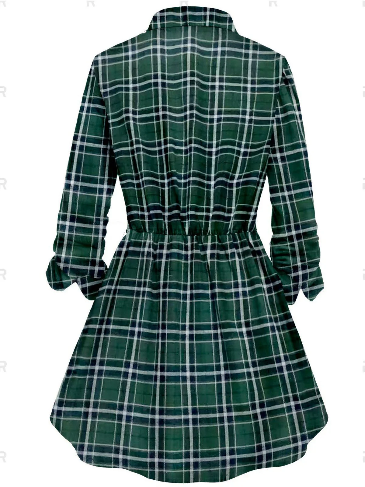 1930s Scottish Plaid Lapel Belt Blouse - Image 6