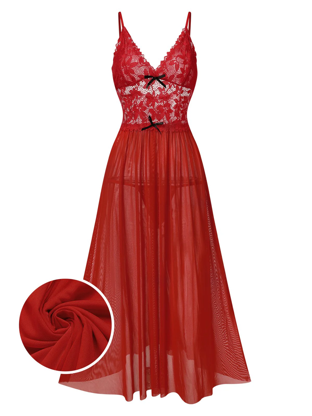 1930s Sheer Lace Spaghetti Straps Nightgown - Image 3