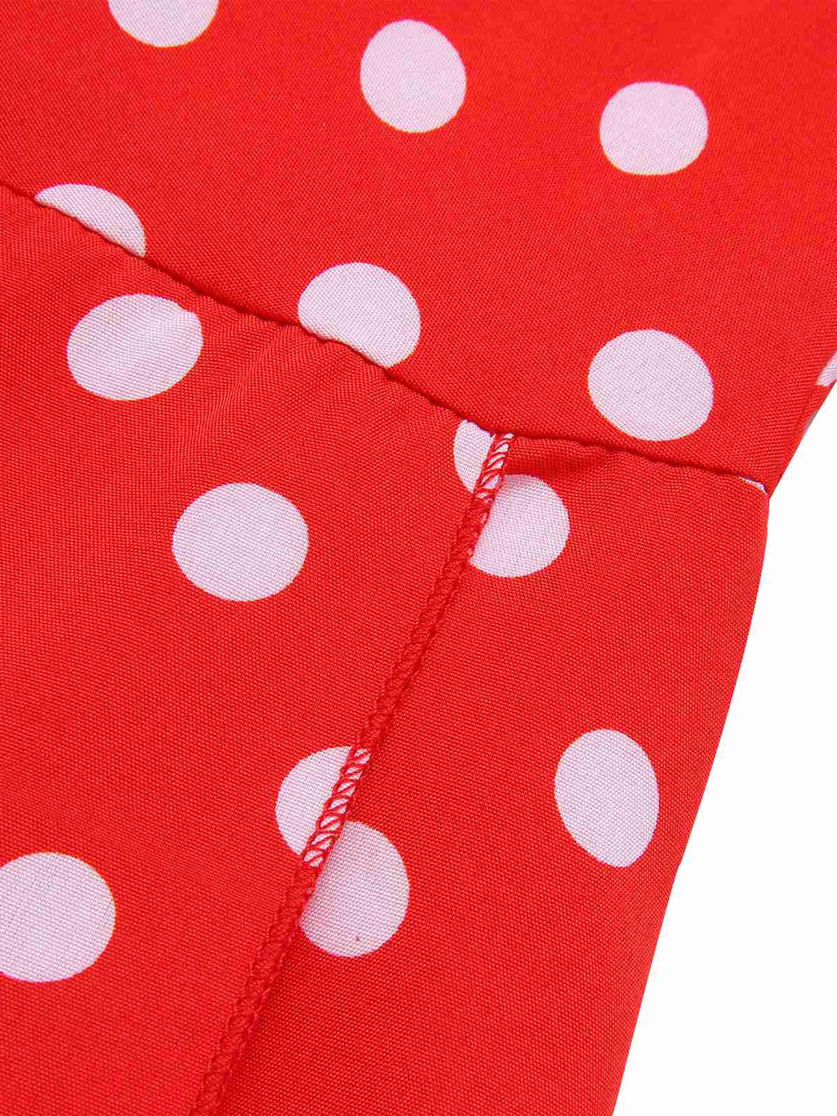1930s Side Slit Deep V-Neck Polka Dots Dress - Image 4