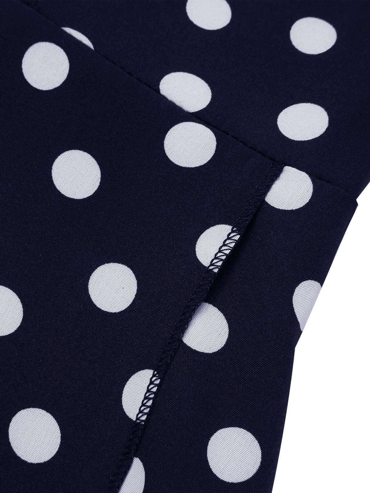 1930s Side Slit Deep V-Neck Polka Dots Dress - Image 8