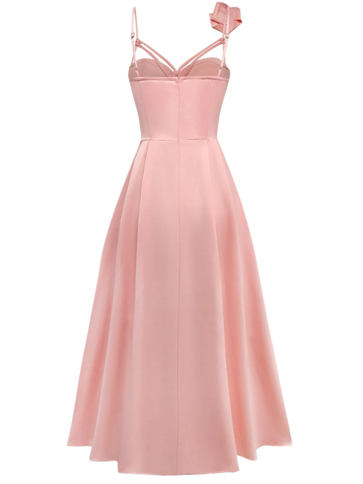 1930s Solid 3D Floral Hollow Out Slip Dress - Image 2