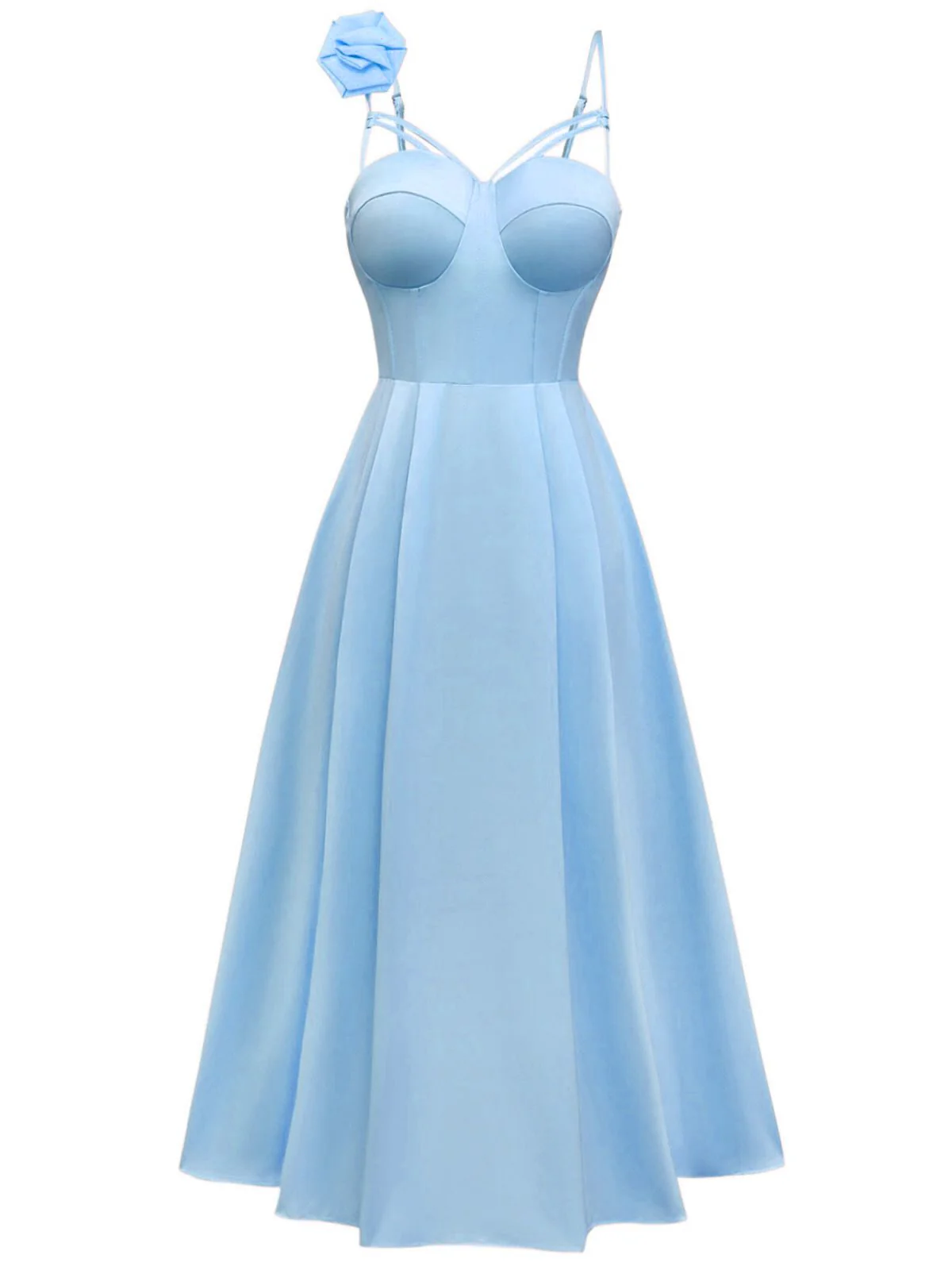 1930s Solid 3D Floral Hollow Out Slip Dress - Image 5