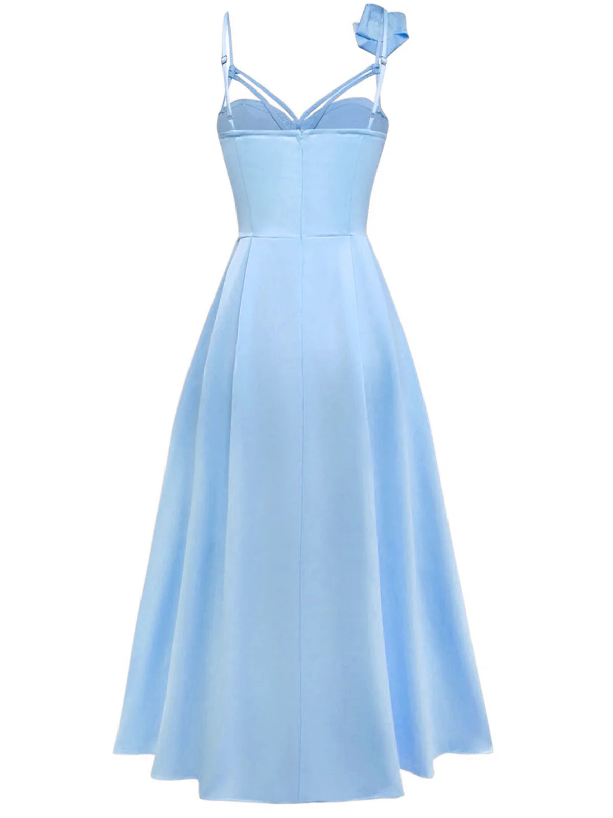 1930s Solid 3D Floral Hollow Out Slip Dress - Image 6