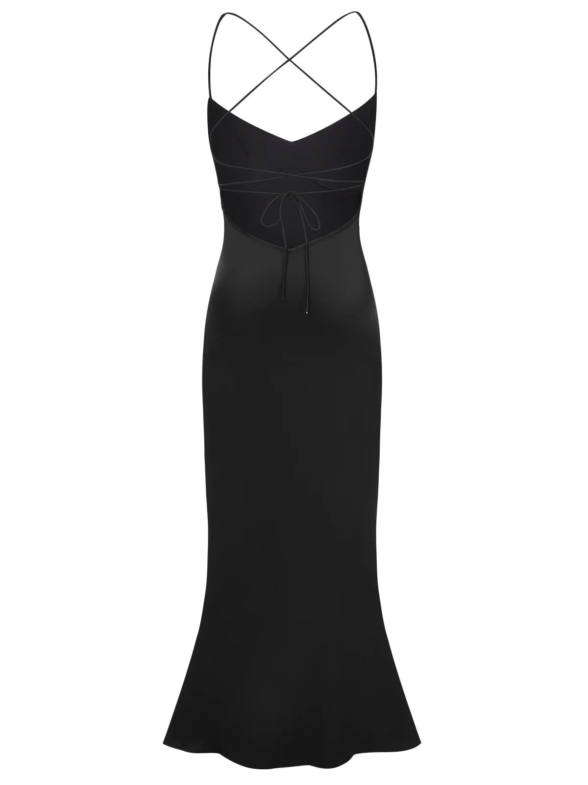 1930s Solid Back Cross Straps Mermaid Dress - Image 3