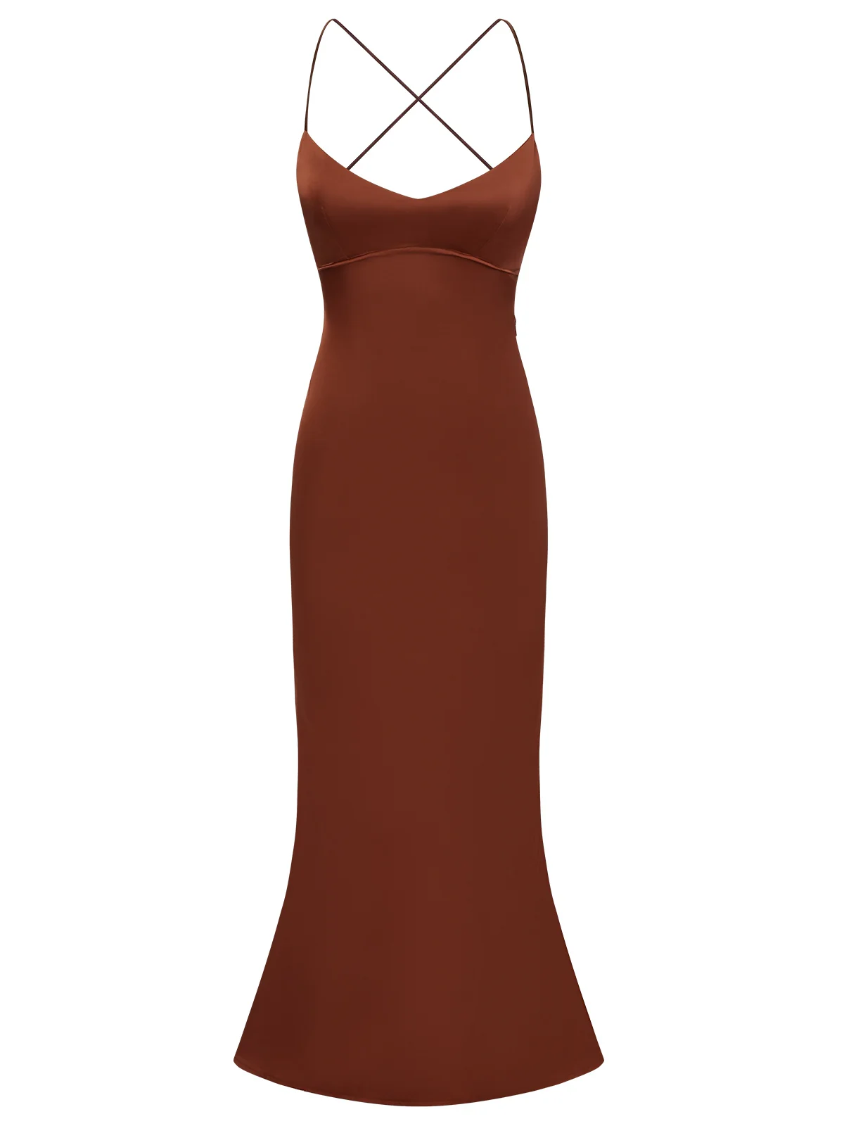 1930s Solid Back Cross Straps Mermaid Dress - Image 5