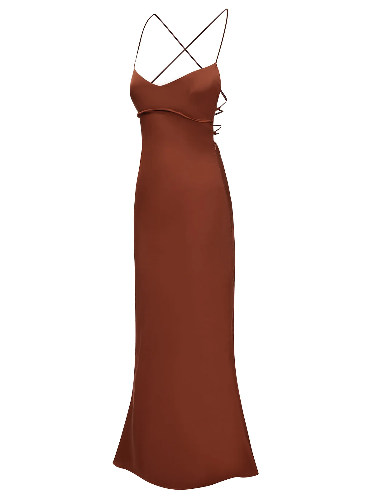 1930s Solid Back Cross Straps Mermaid Dress - Image 6