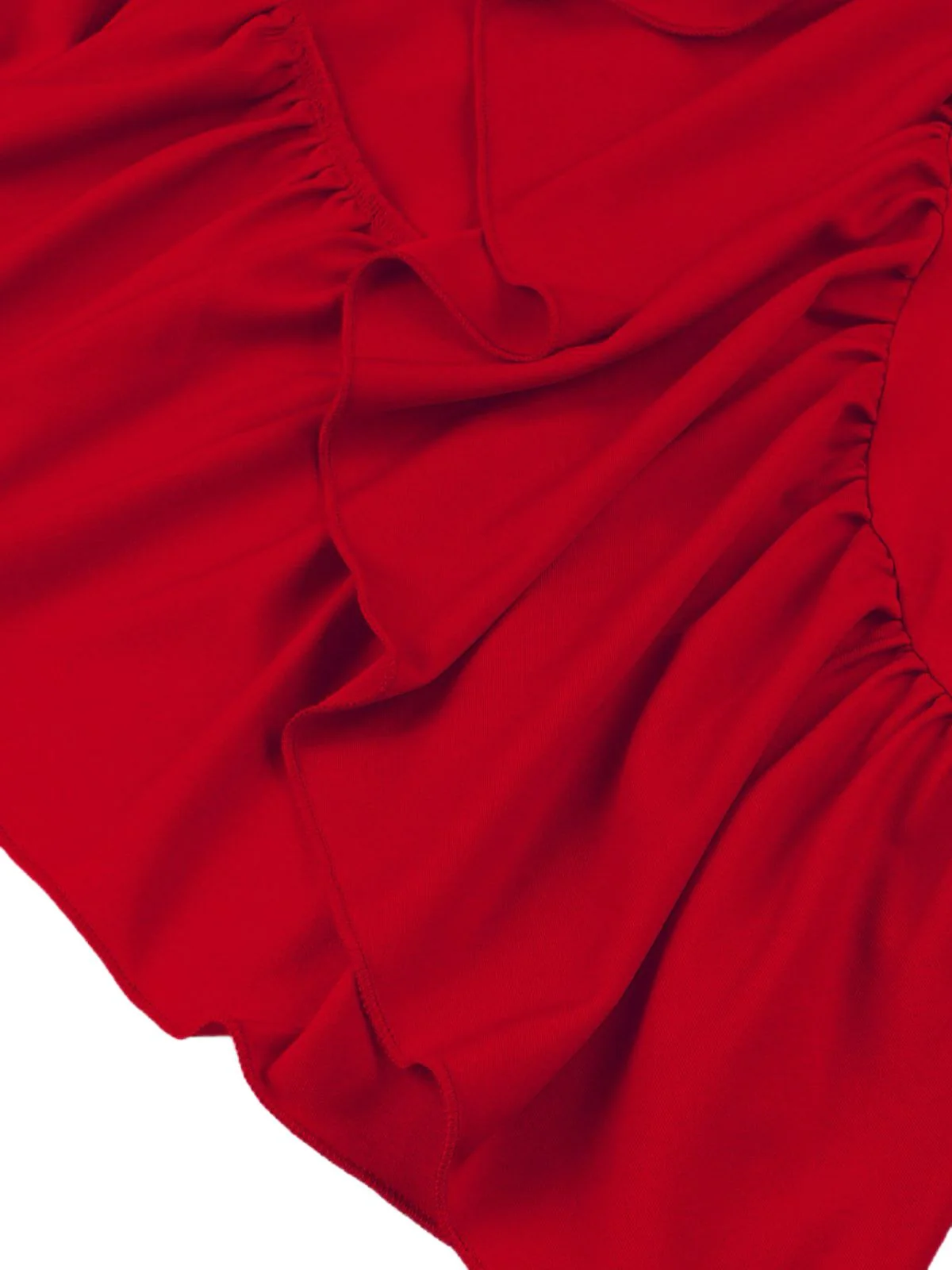 1930s Solid Bow Slit Ruffled Hem Suspender Dress - Image 3