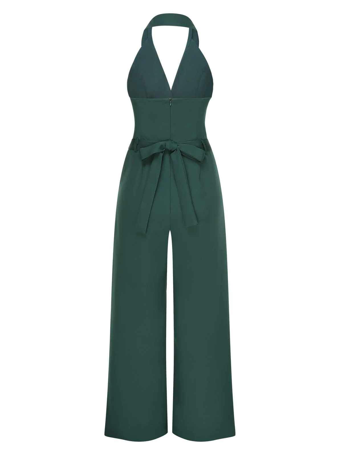 1930s Solid Button Halter Lapel Jumpsuit - Image 2