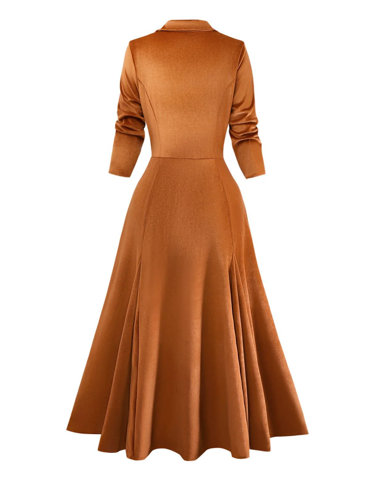 1930s Solid Button Lapel 3/4 Sleeve Dress - Image 3