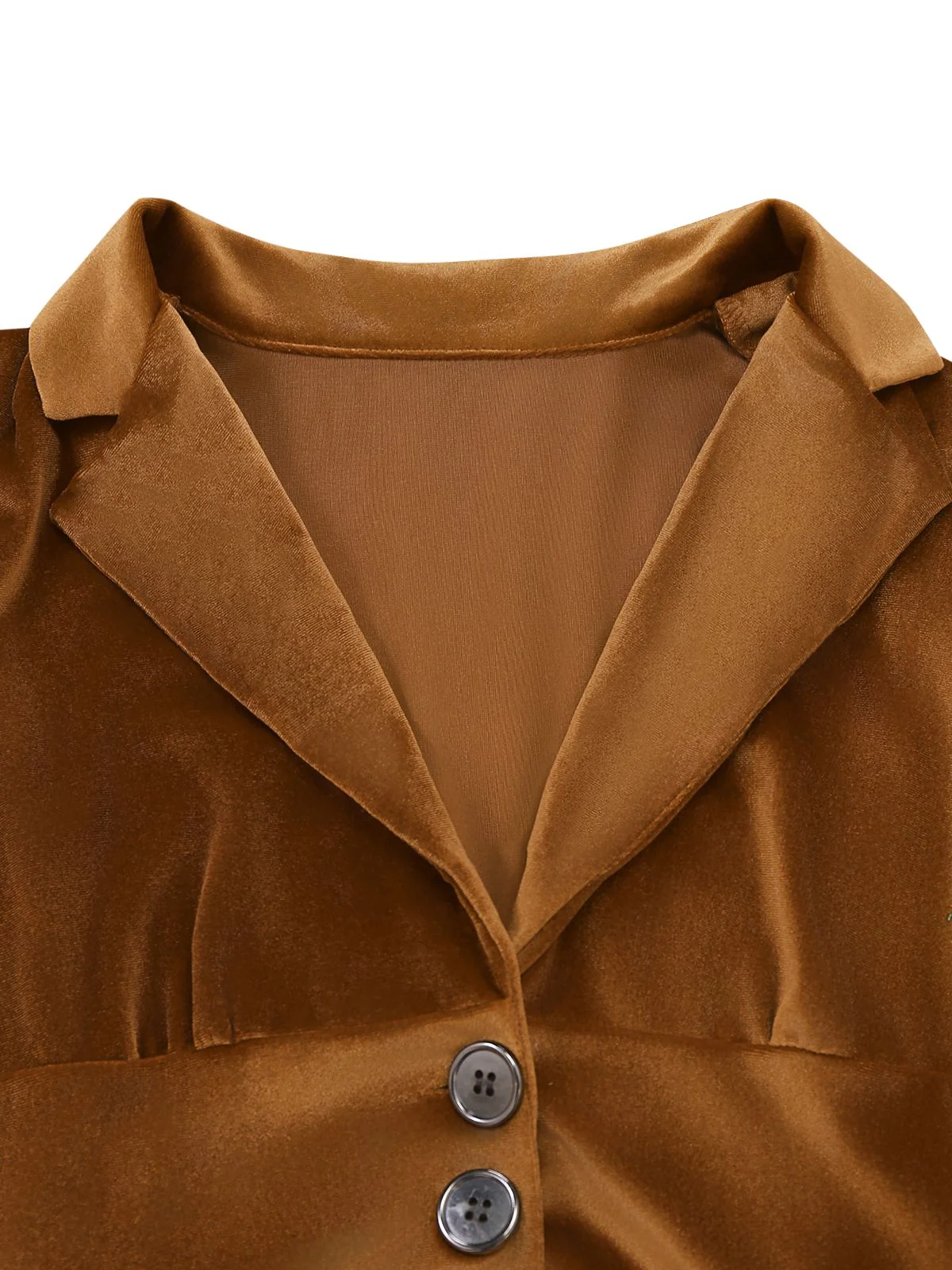 1930s Solid Button Lapel 3/4 Sleeve Dress - Image 5