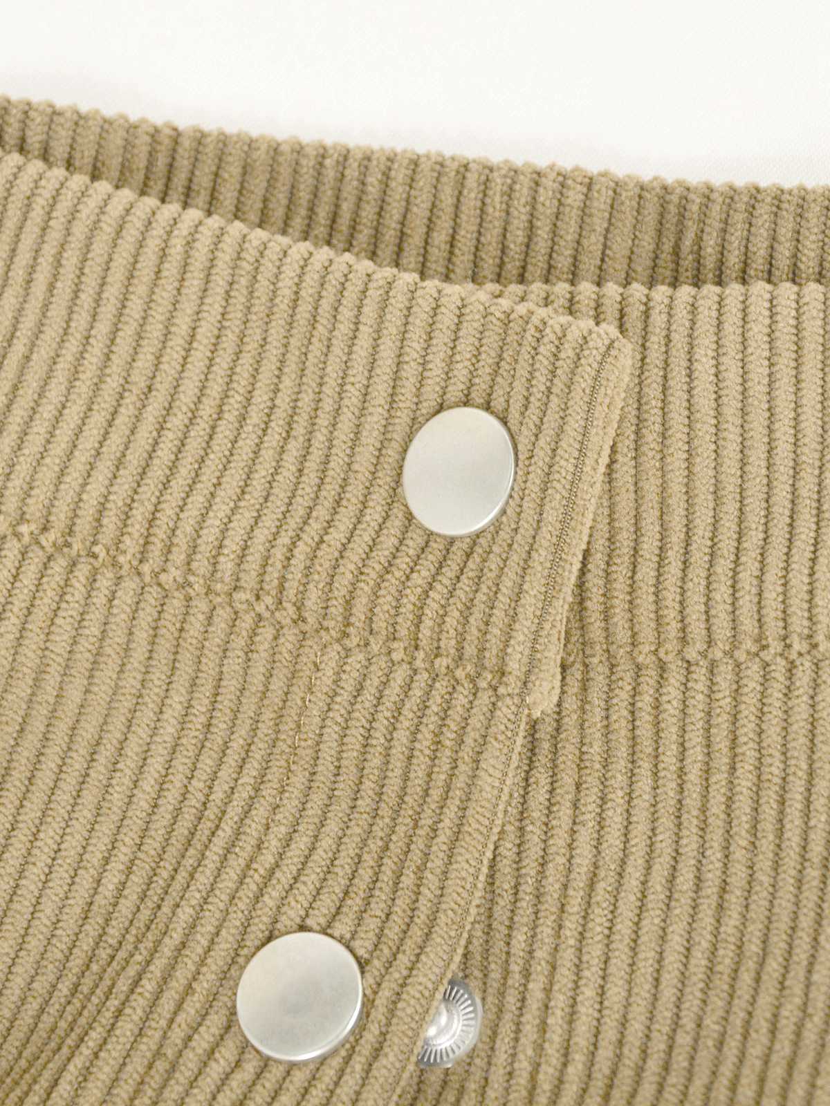 1930s Solid Buttoned Corduroy A-Line Skirt - Image 13