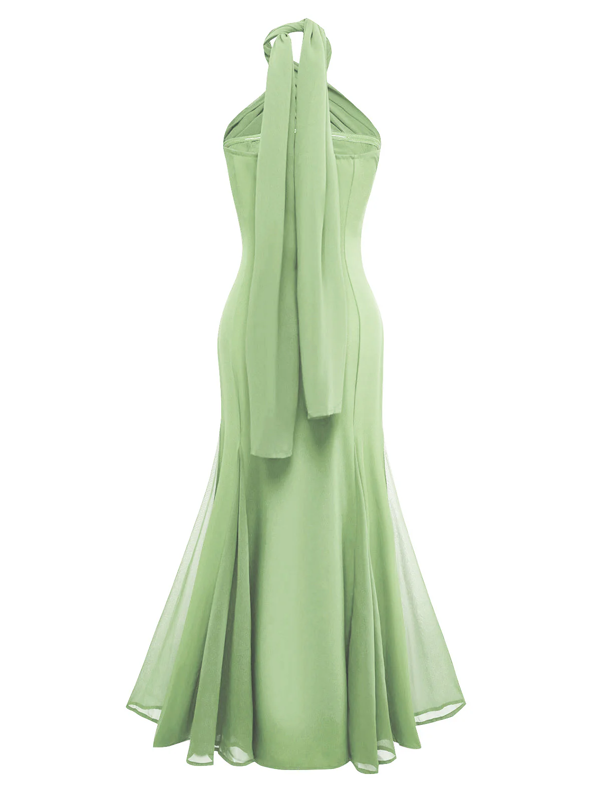 White 1930s Solid Chiffon Criss Cross Strapless Convertible Dress - Image 4