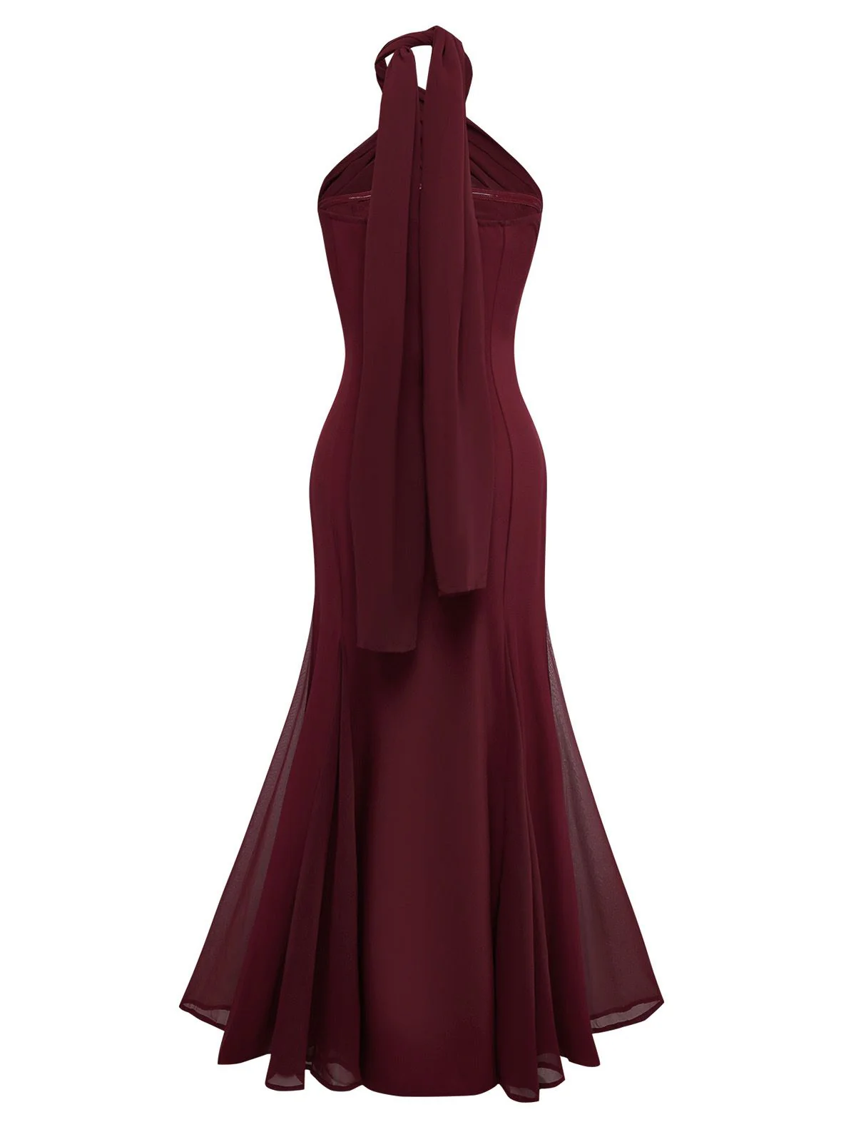 1930s Solid Chiffon Criss Cross Strapless Convertible Dress - Image 6