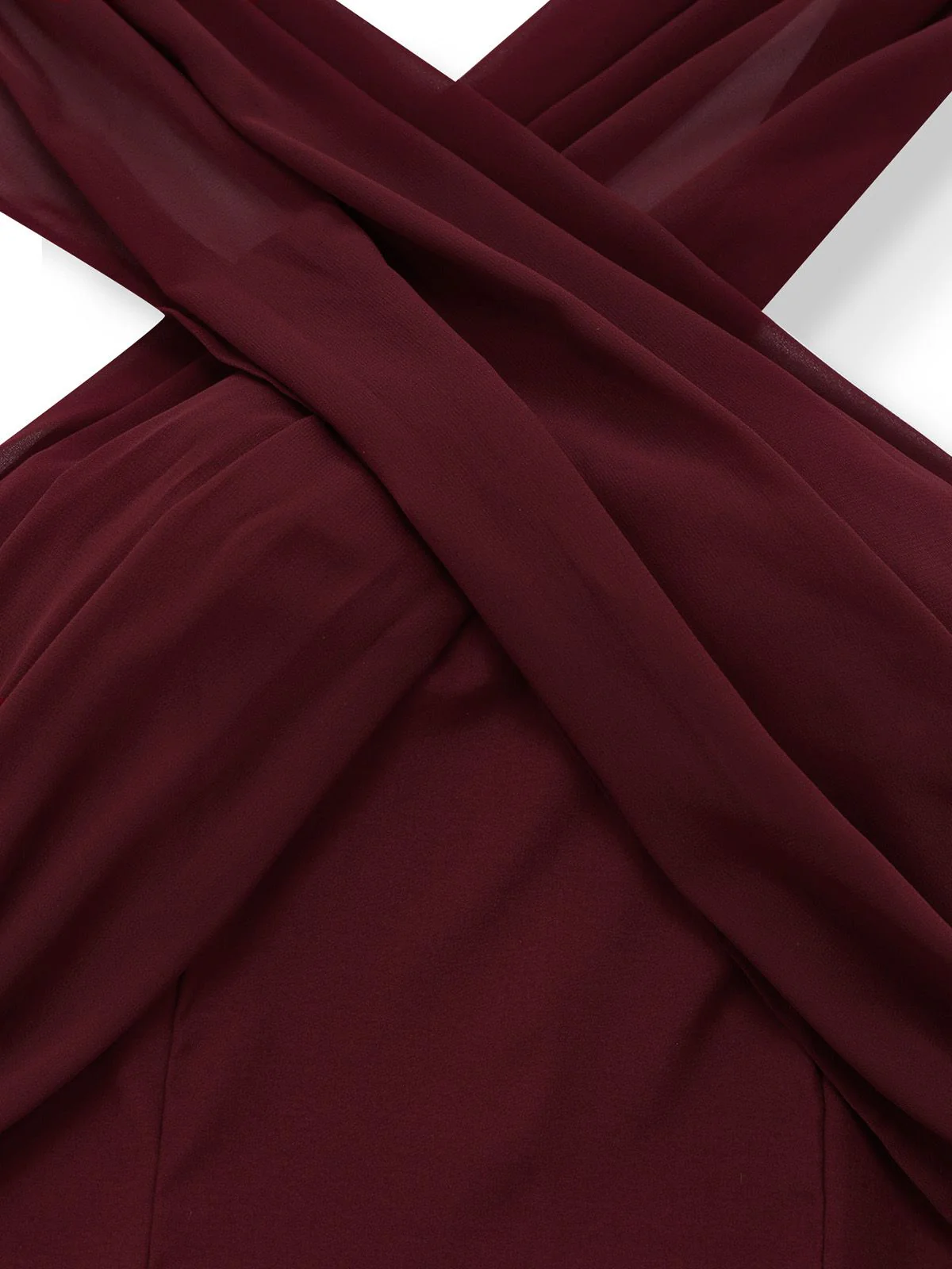 1930s Solid Chiffon Criss Cross Strapless Convertible Dress - Image 7