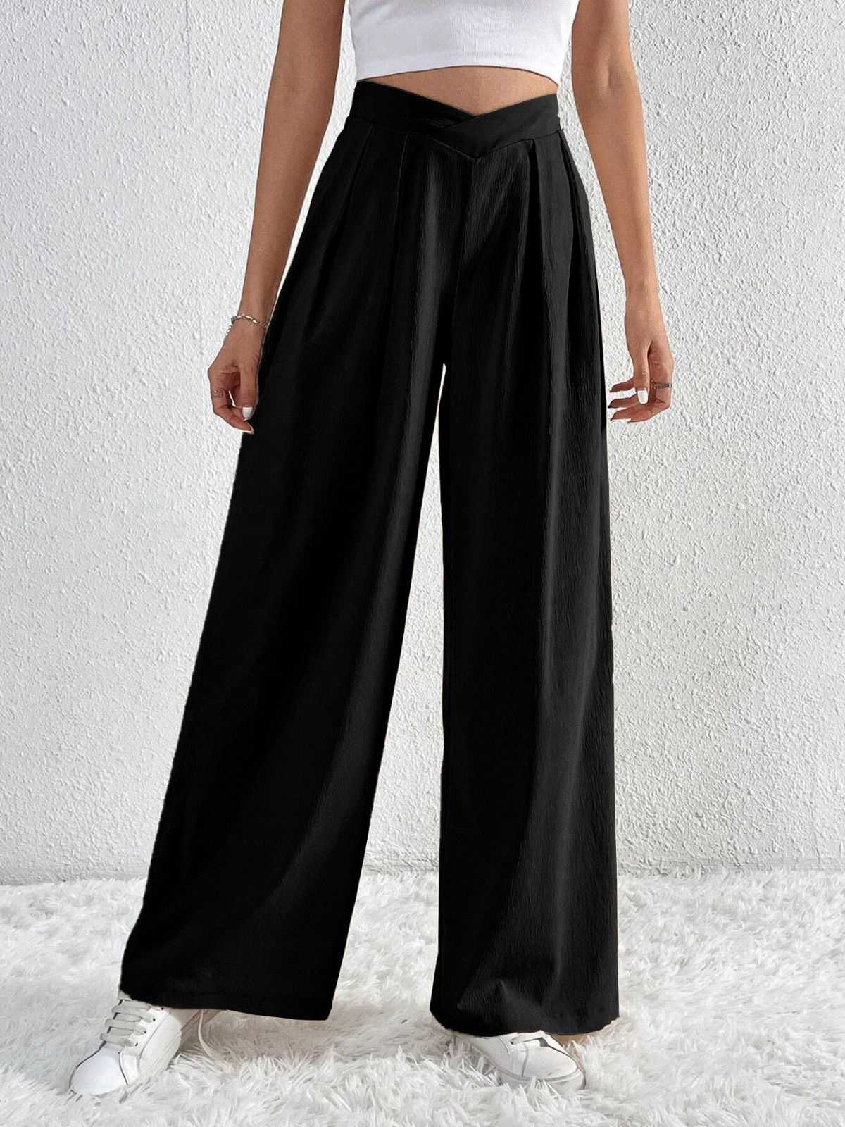 1930s Solid Cross Pleated Straight Pants - Image 3