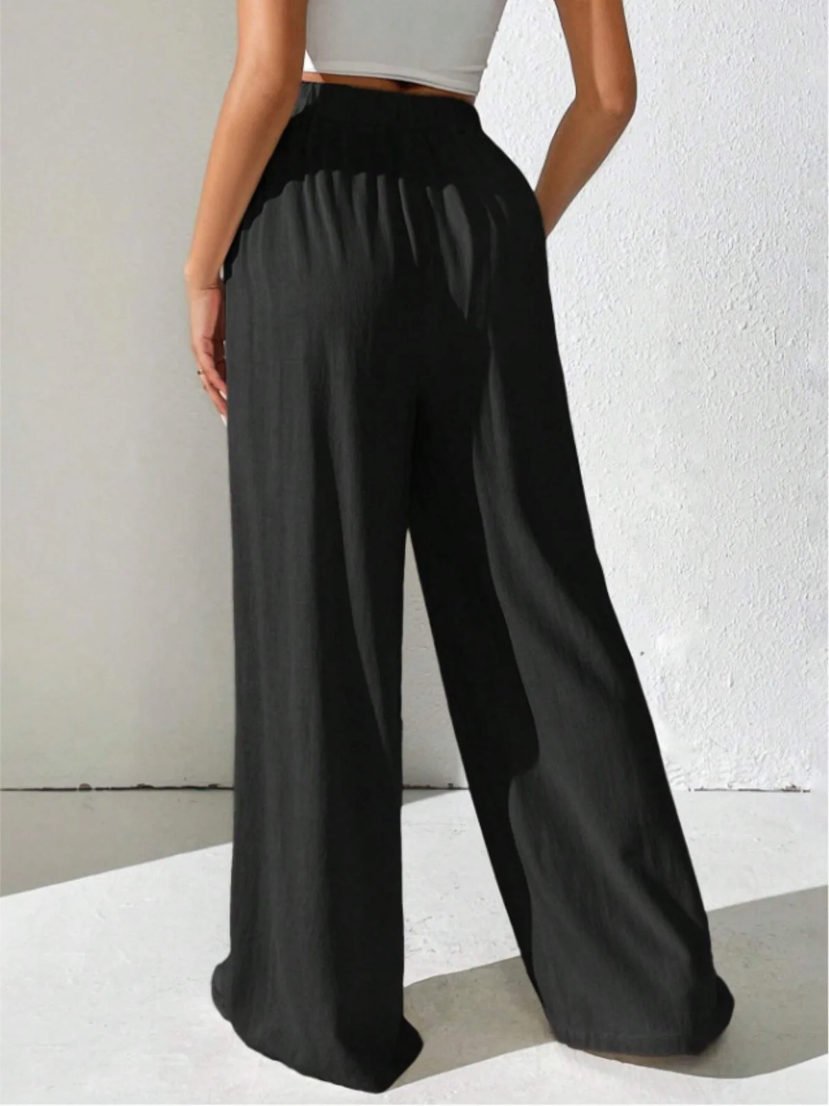 1930s Solid Cross Pleated Straight Pants - Image 4