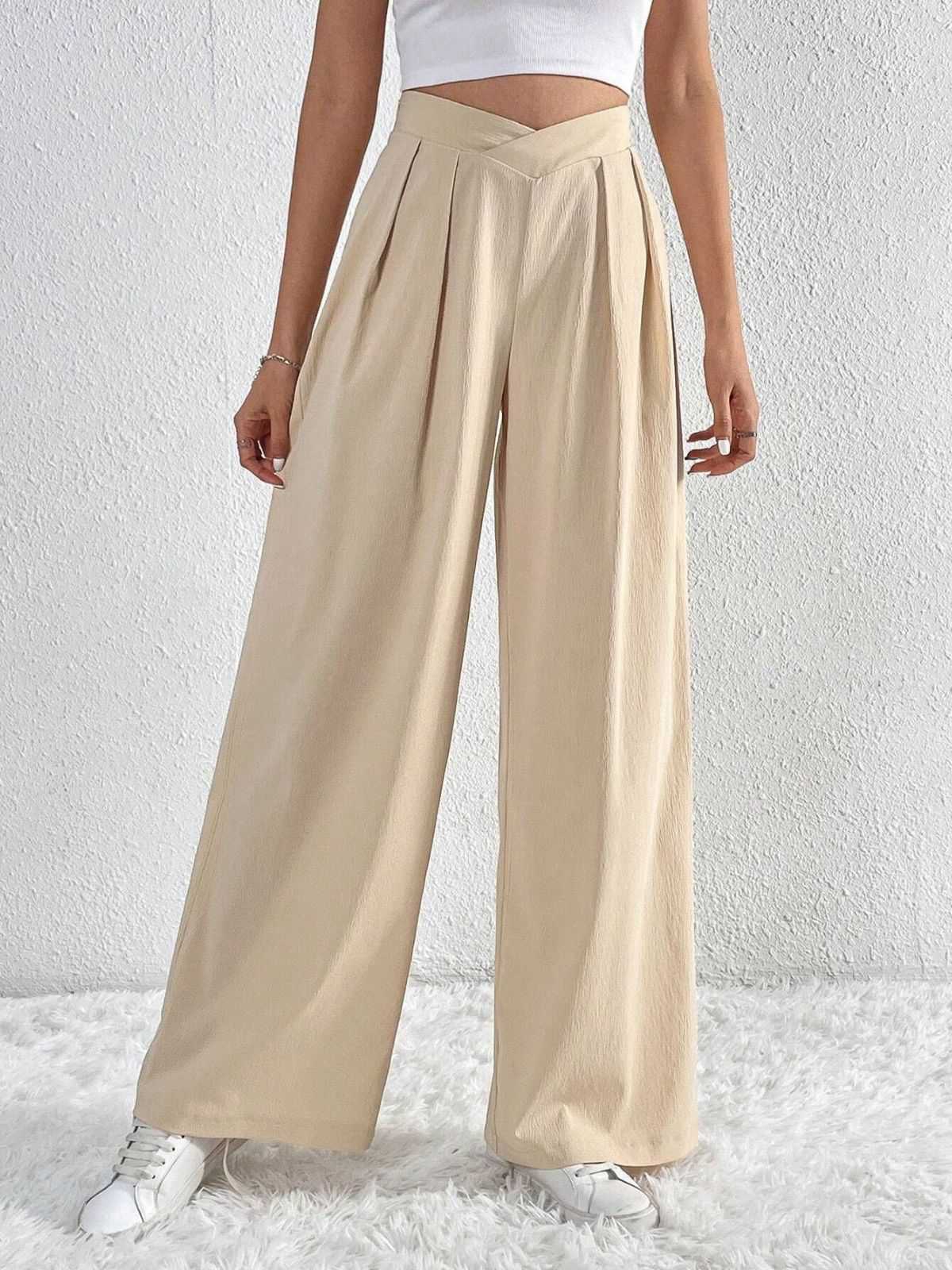 1930s Solid Cross Pleated Straight Pants - Image 5