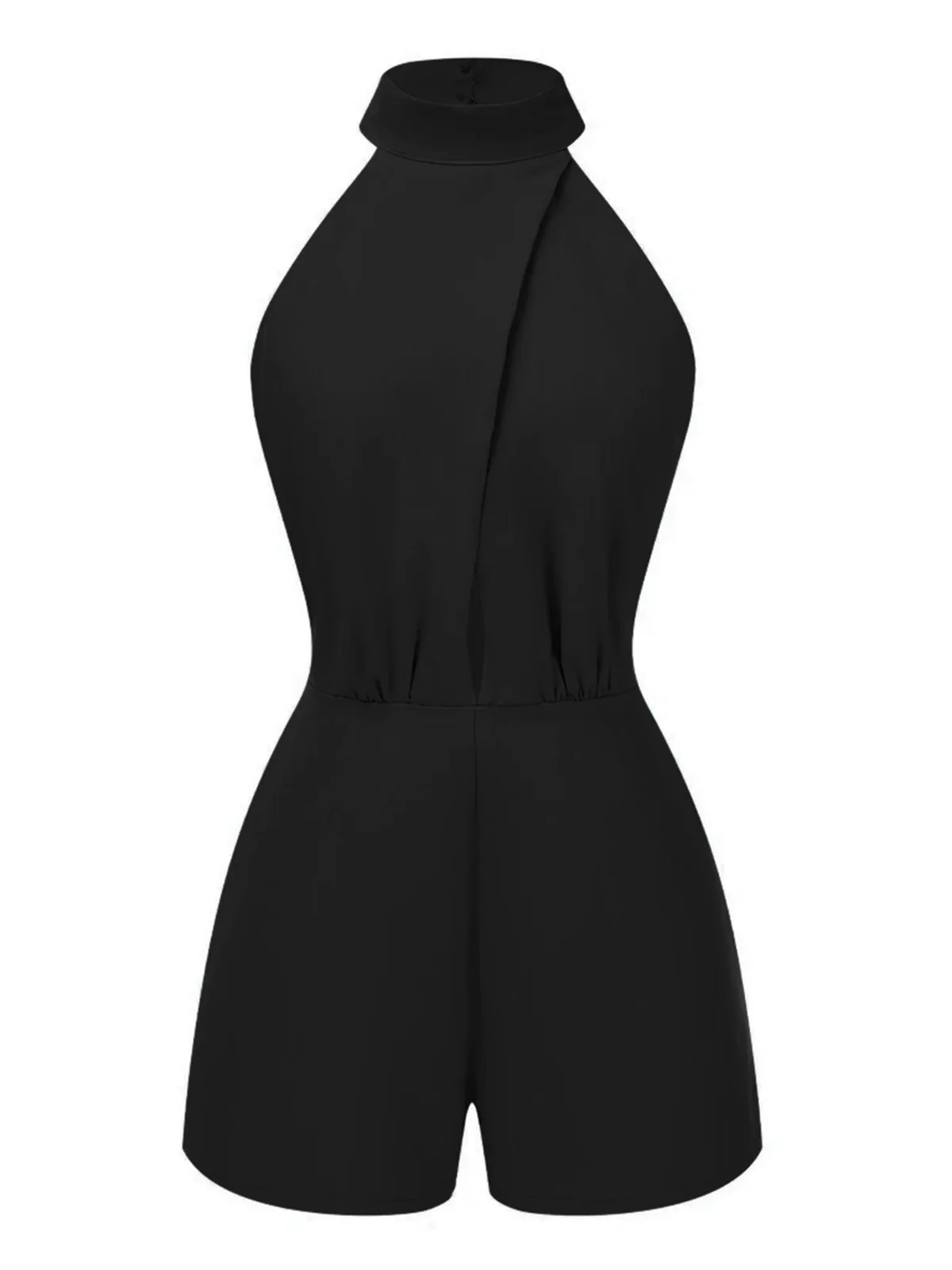 1930s Solid Cutout Stand Collar Halter Romper - Image 4