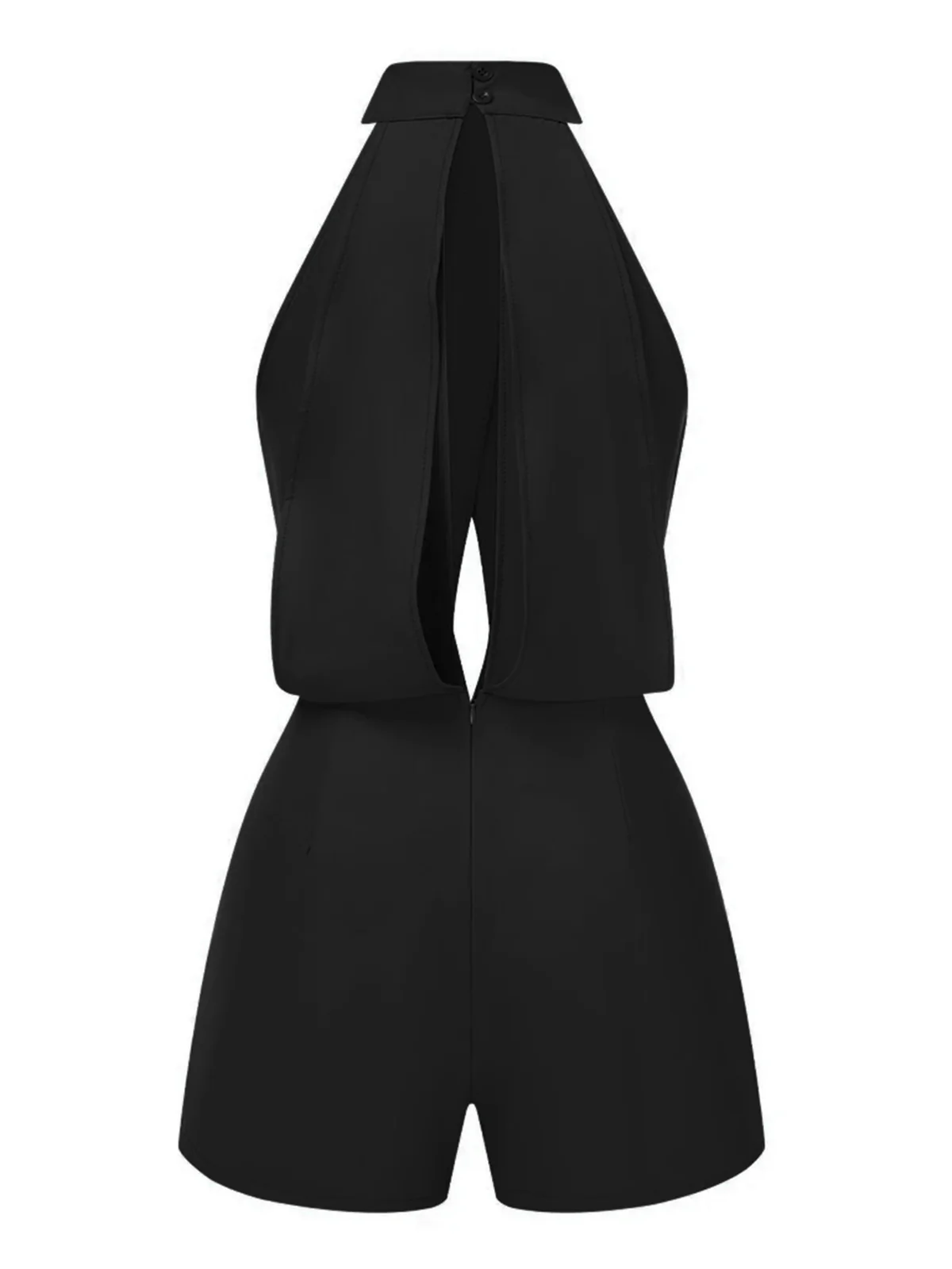 1930s Solid Cutout Stand Collar Halter Romper - Image 5