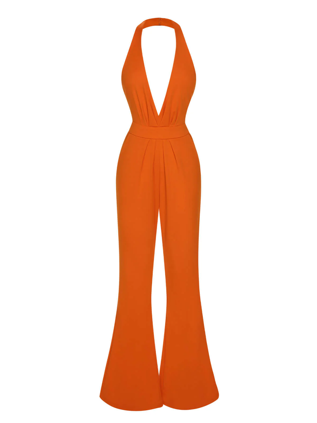 1930s Solid Deep V-Neck Halter Jumpsuit - Image 2
