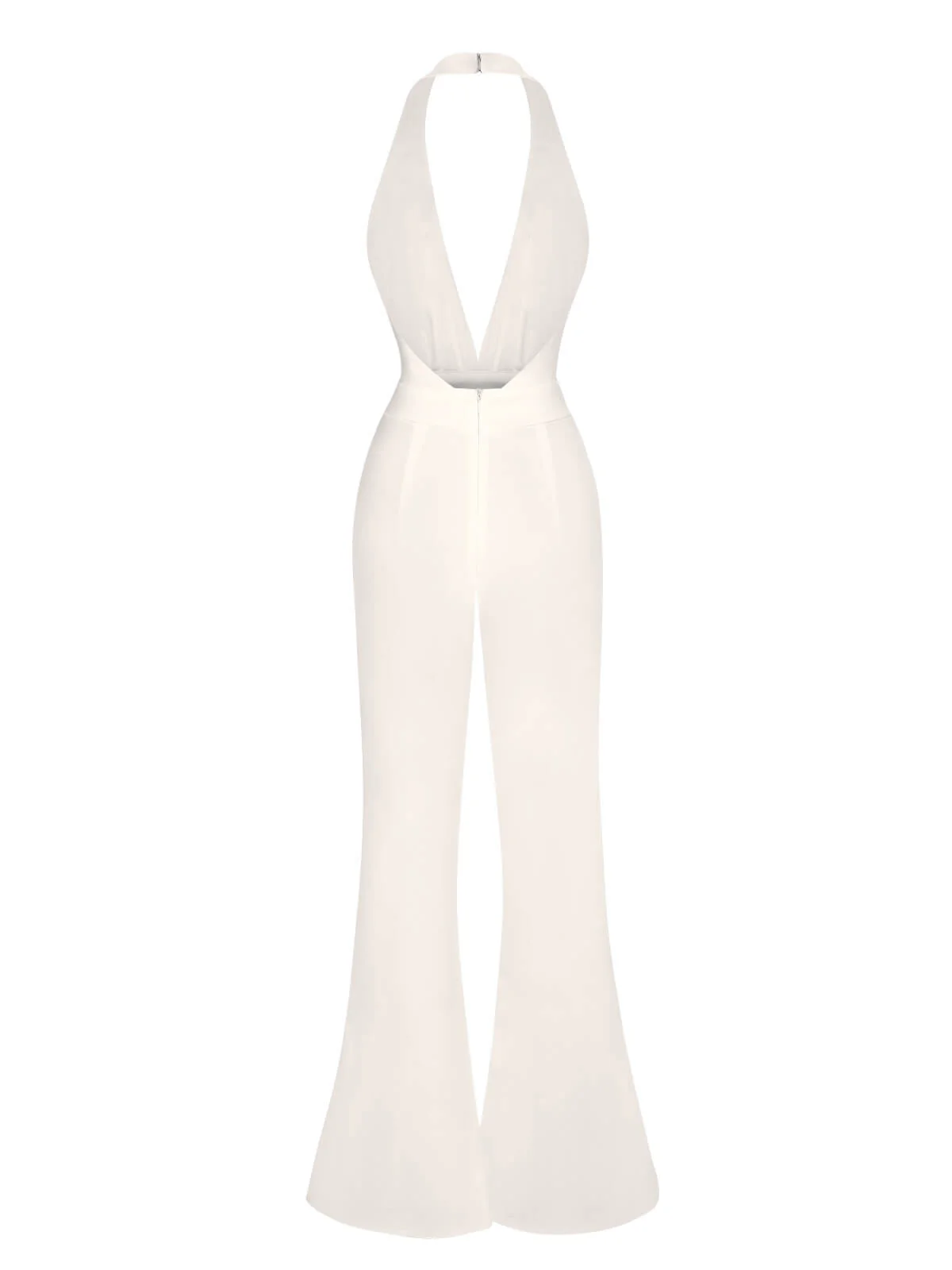 1930s Solid Deep V-Neck Halter Jumpsuit - Image 4