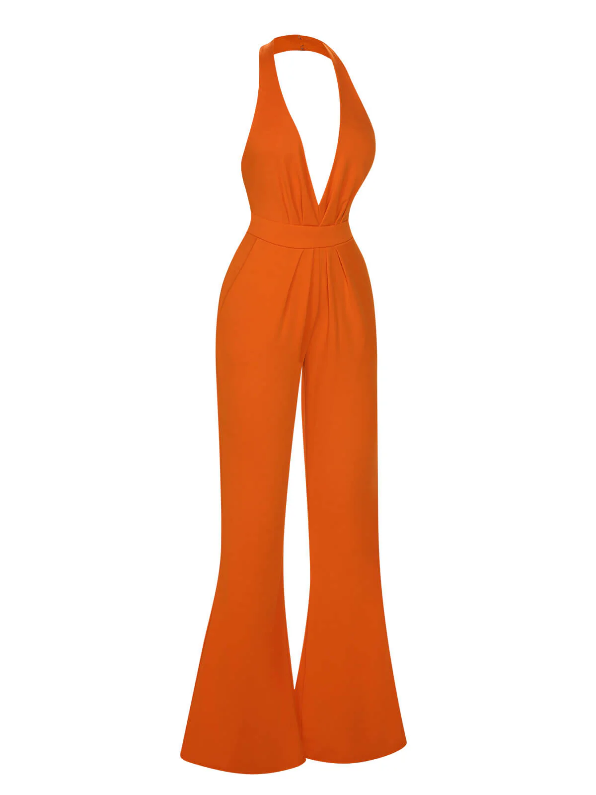 1930s Solid Deep V-Neck Halter Jumpsuit - Image 7