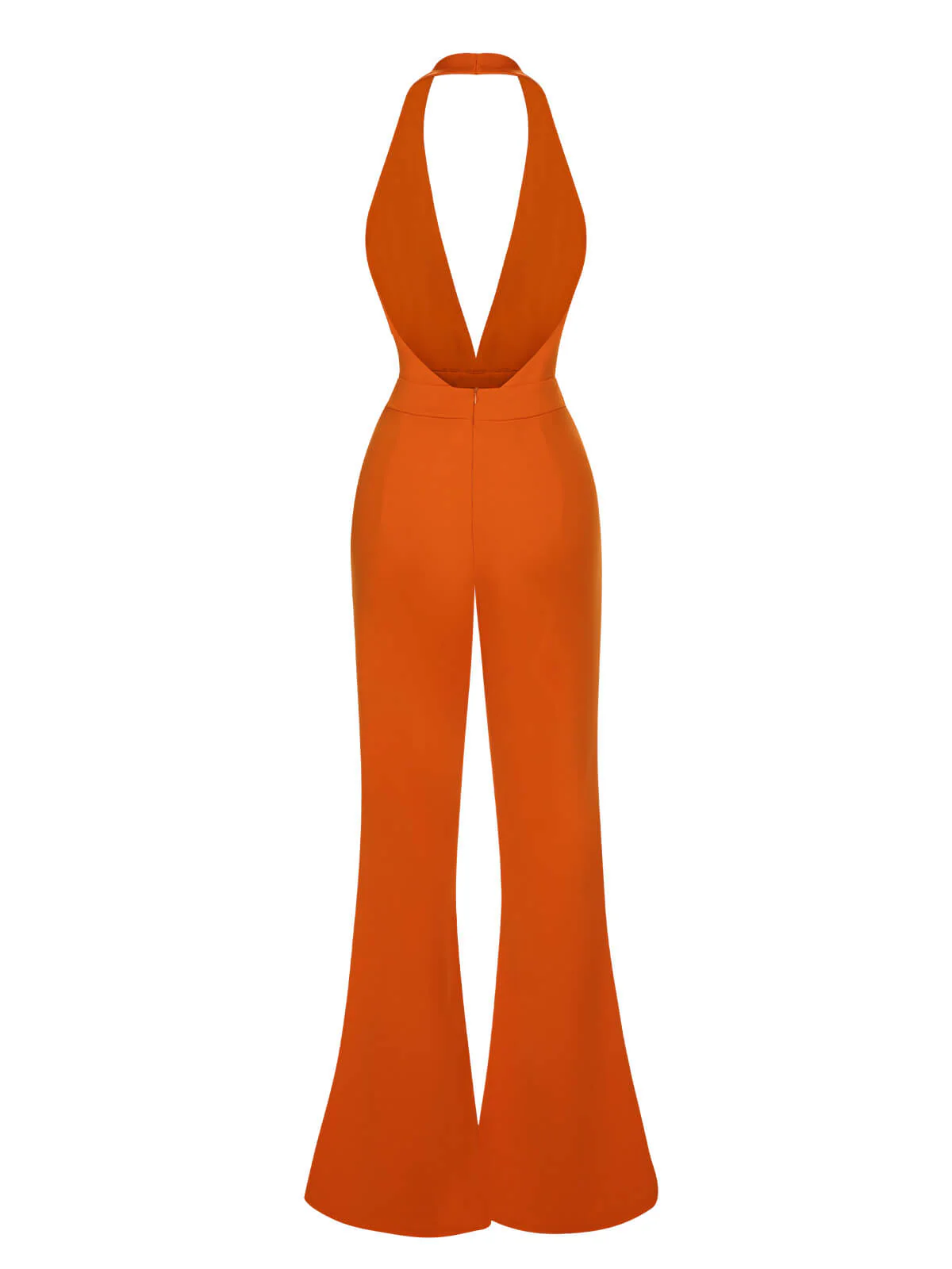 1930s Solid Deep V-Neck Halter Jumpsuit - Image 8