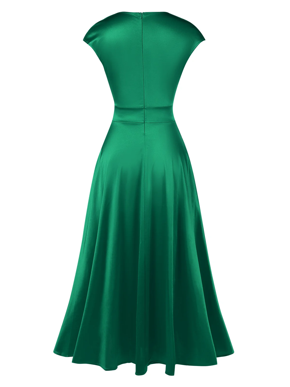 1930s Solid Deep V-Neck Satin Dress - Image 7